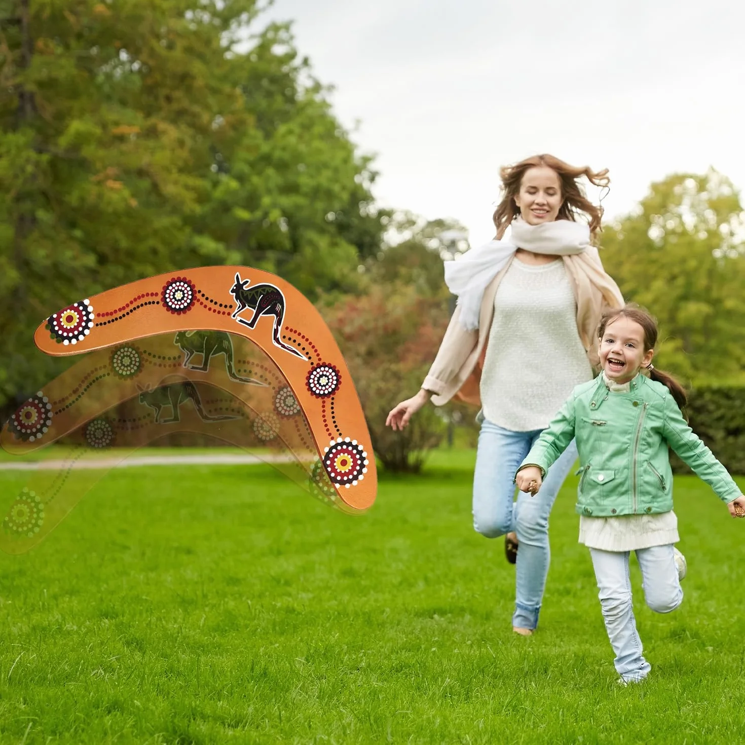 Boomerang de Madera para Niños y Adultos - Juego Familiar al Aire Libre
