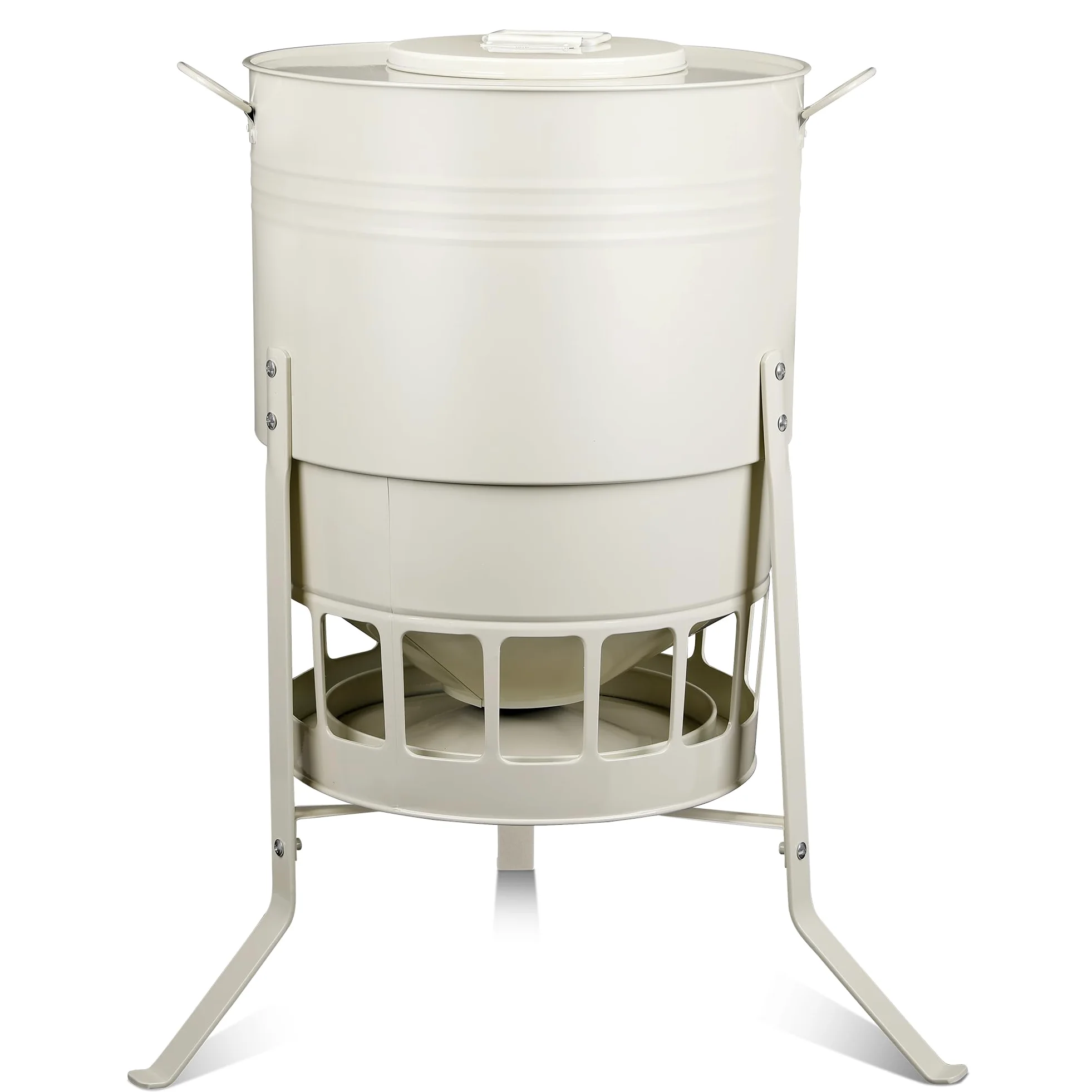 Comedero automático para pollos de 23 kg, sin desperdicio, con 16 puertos, color blanco, a prueba de ratas, gravedad, para gallinas, gansos, 43 L