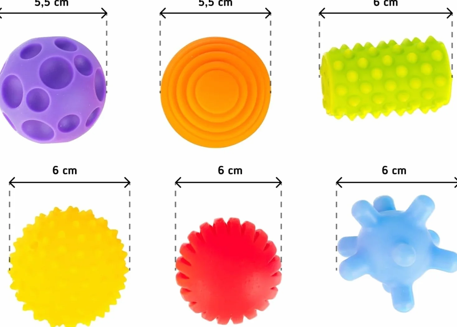 FANCY Baby Pelotas Sensoriales - Juguete Educativo para Bebés 3+ Meses, Pelota Montessori Texturizada