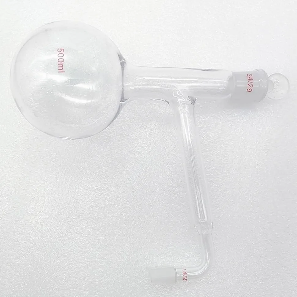 fondo redondo del frasco destilado de vidrio de si Matraz de destilación de vidrio de borosilicato de 500 ml, fondo redondo plano, 24 x (14-24) mm(Round bottom 24x19)