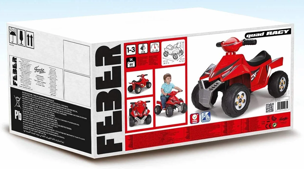 FEBER Quad Racy 6V Coche eléctrico niños 18 Meses 3 años Acelerador Ruedas Grandes 40 min batería Cargador Incluido