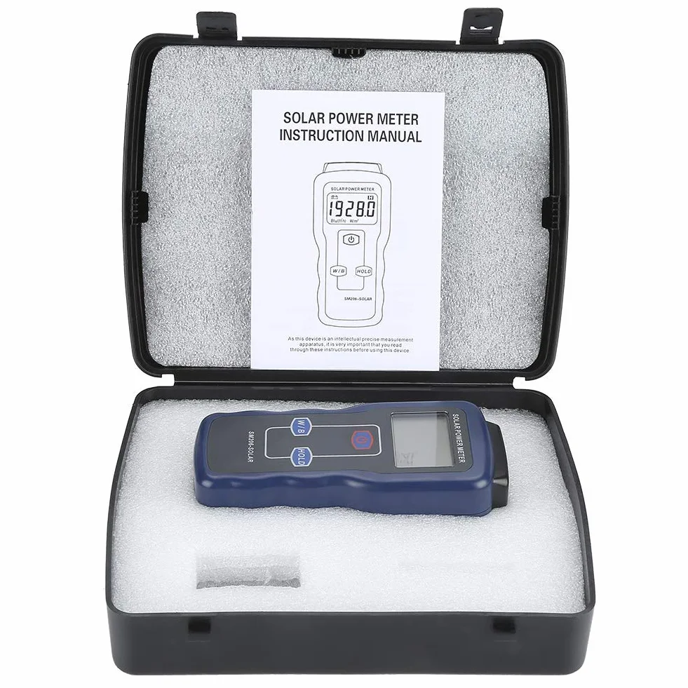 SM206 Medidor de Energía Solar de Energía Solar Tester Medidor de Irradiación Solar Medidor de Radiación Probador de Medición Herramienta de Prueba