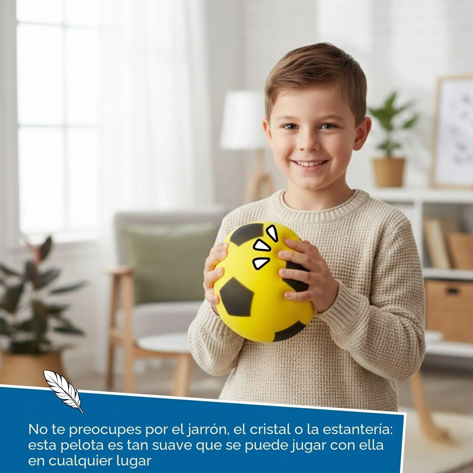 alldoro 63103 Balón de Espuma 20 cm Amarillo Fútbol para Niños 18 Meses