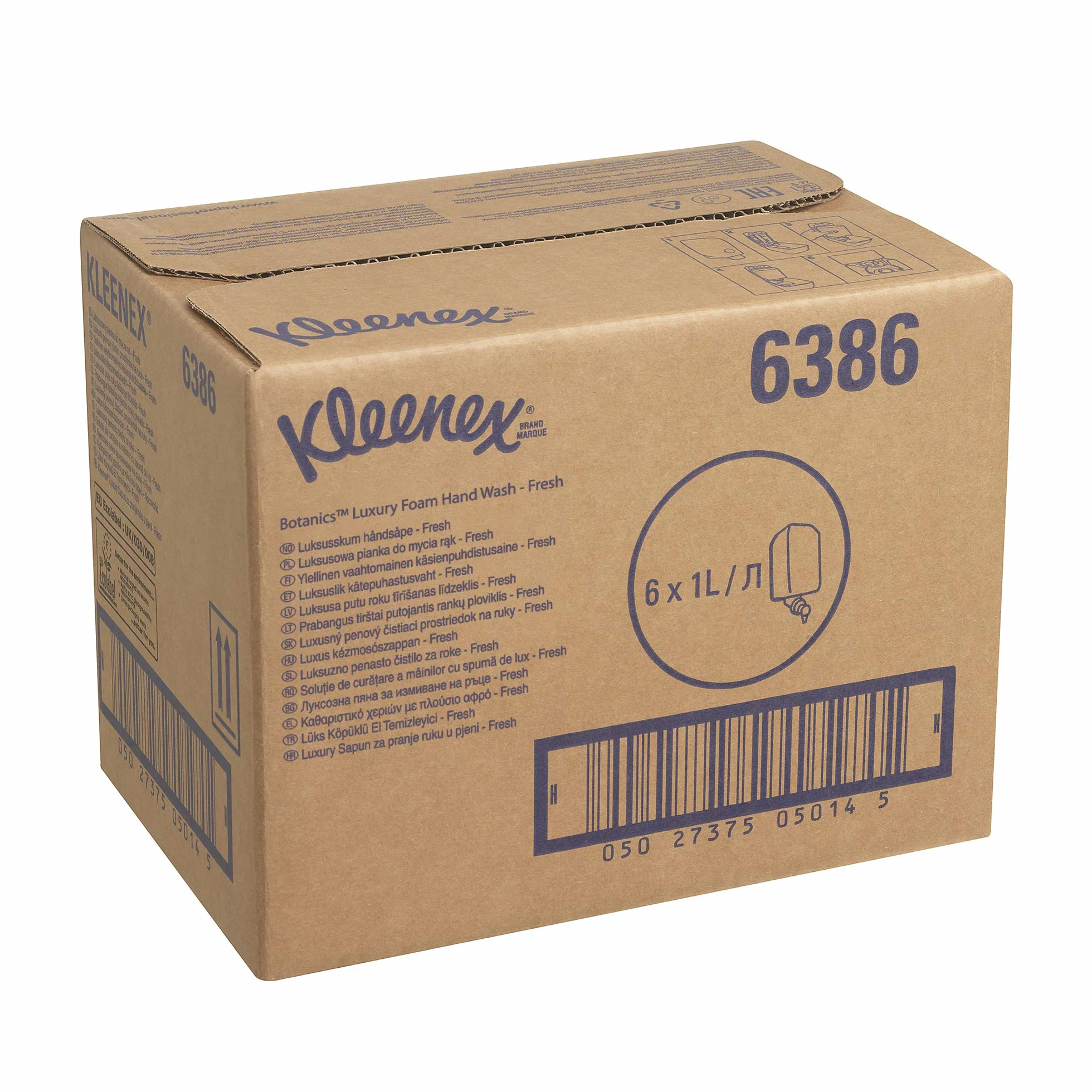 Kleenex Botanics Fresh Jabón de manos en espuma perfumada 6 recambios de 1 litro
