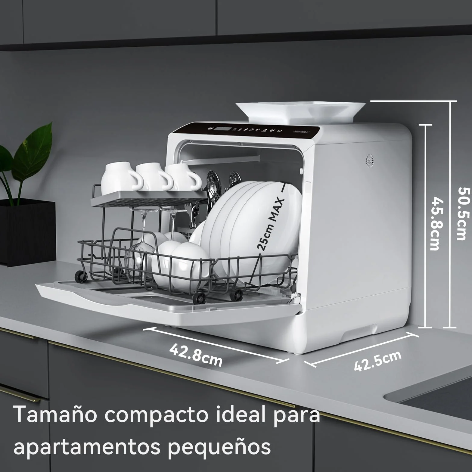 Hermitlux Lavavajillas Compacto 43 cm 4 Juegos 175 kWh/año Blanco