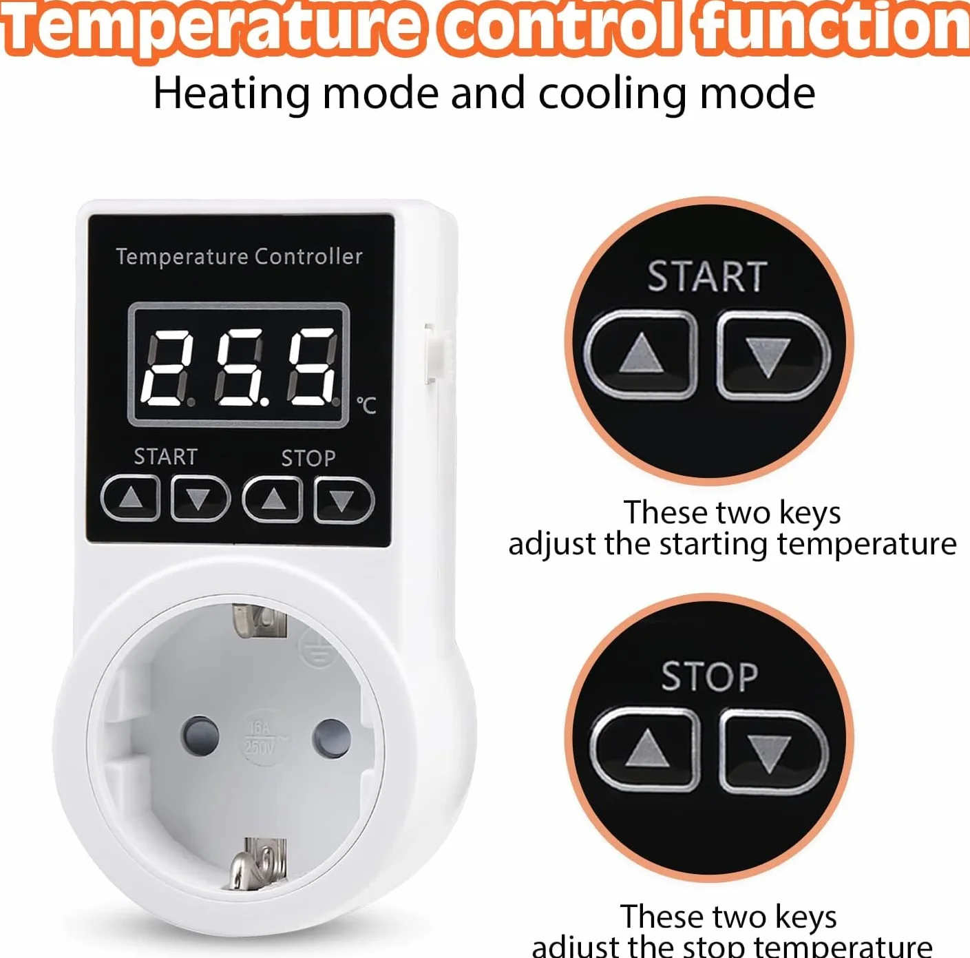 Enchufe termostático con sonda, regulador de temperatura digital LCD para frigorífico, invernadero, acuario