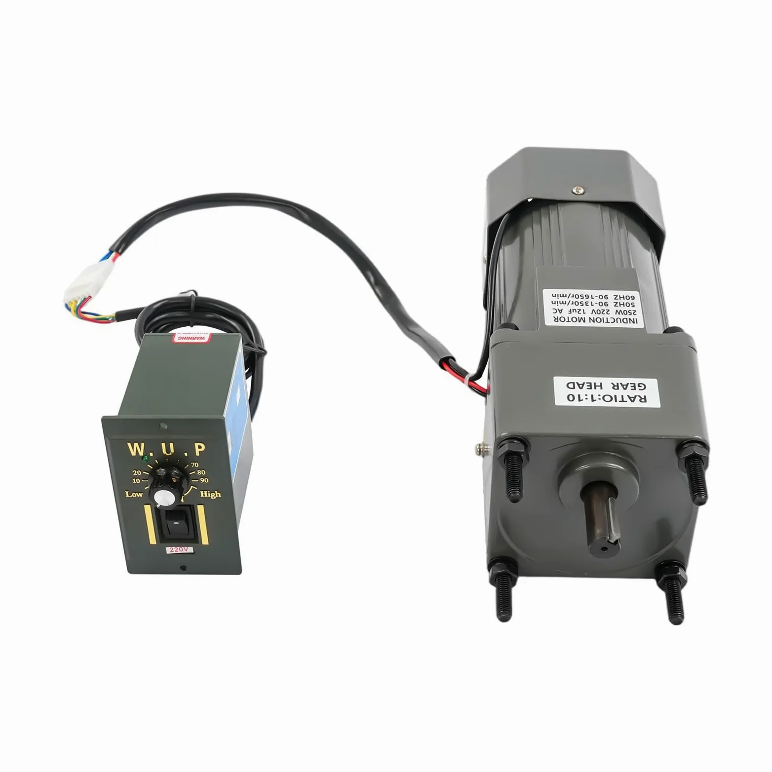 Motor de engranaje de 220 V, 10 K 250 W, motor de engranaje helicoidal con reductor y regulador de velocidad, 135 rpm, velocidad ajustable, 60 dB y 40 uF, motor eléctrico para máquinas de cría de