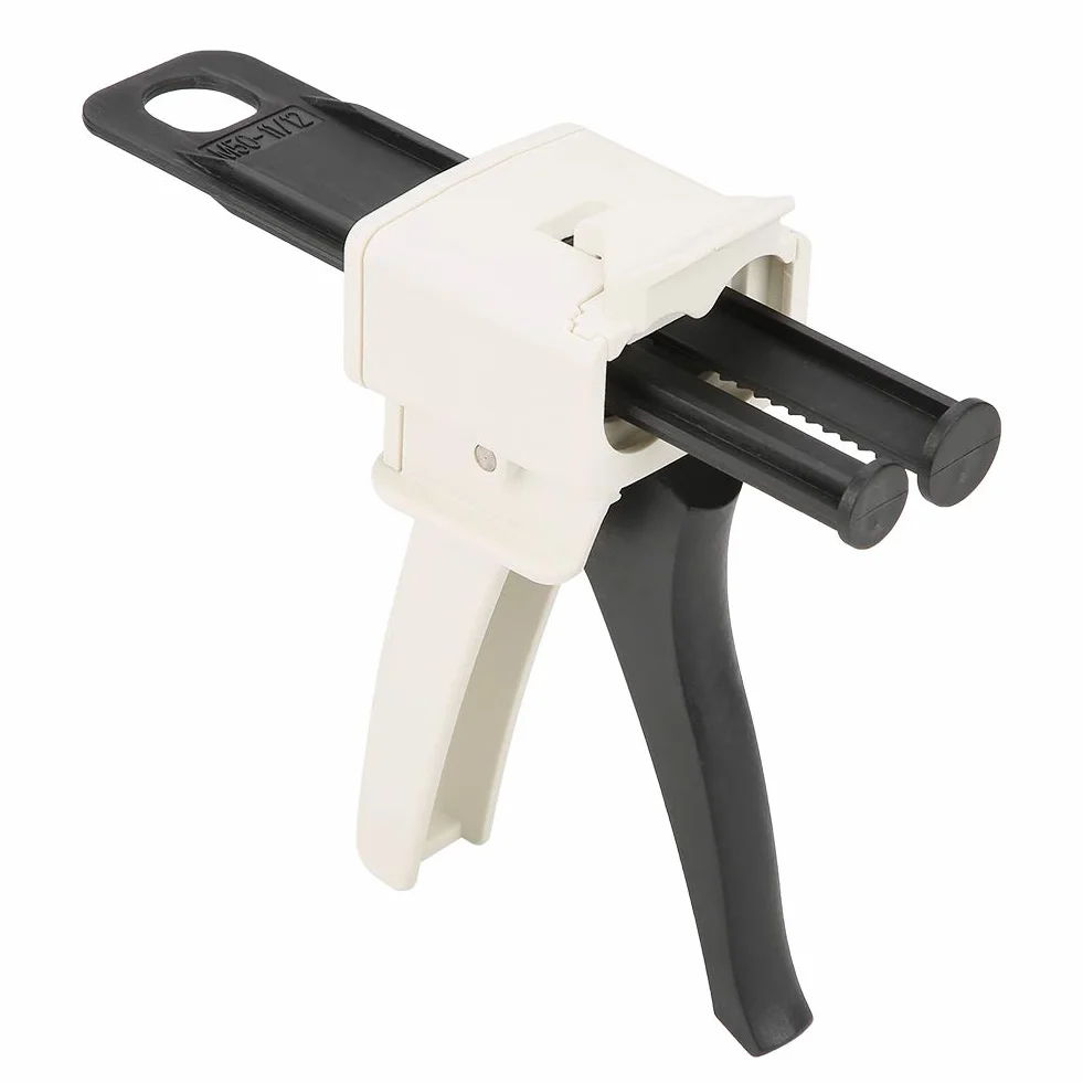 Pistola dispensadora dental Cartucho 1: 1/2: 1 Pistola dispensadora de mezcla de impresión de caucho de silicona Pistola dispensadora de acero inoxidable