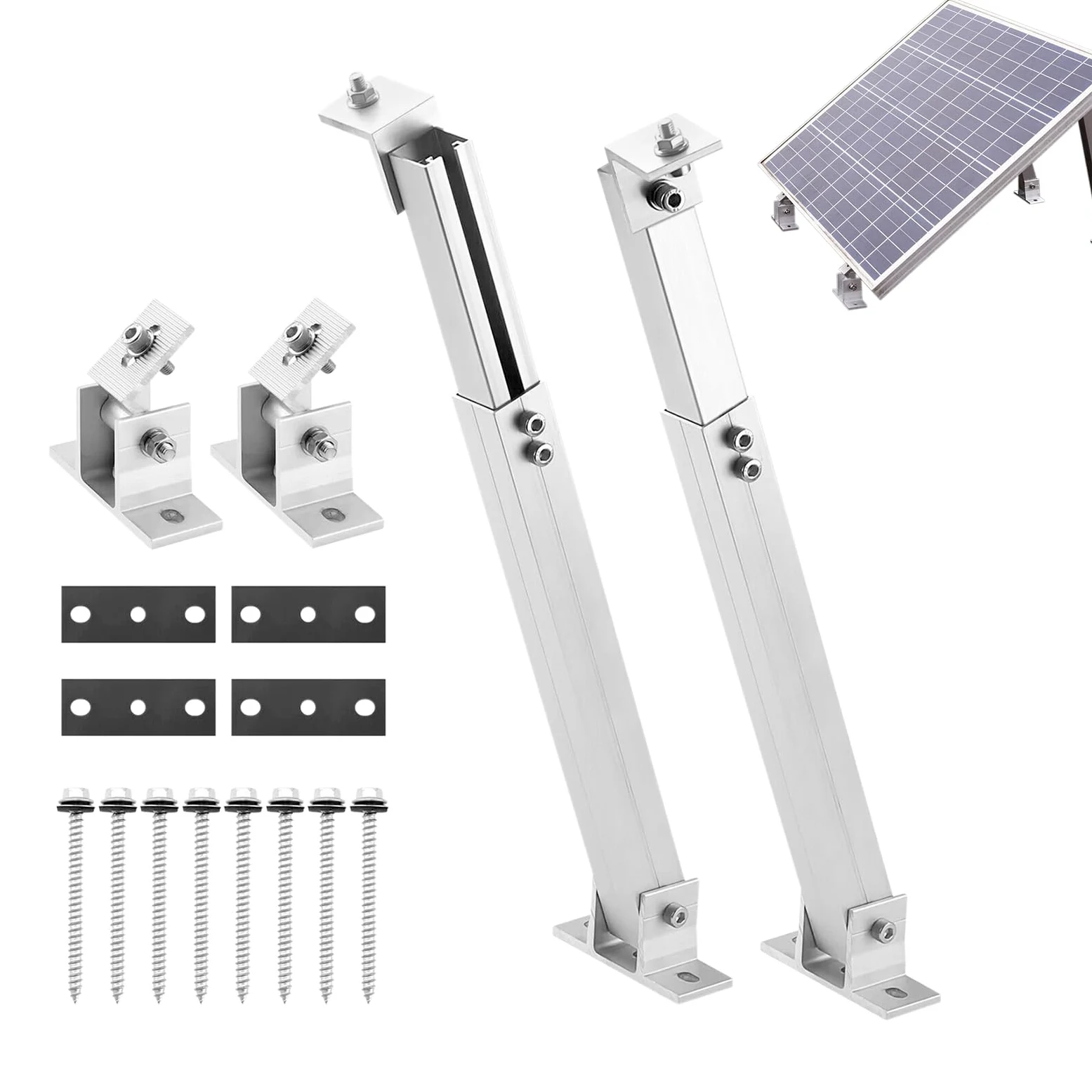 Soporte de Montaje inclinable – Soporte de Panel Solar de Aluminio | Ajustable, soport para de energía | Marco de instalación en Tierra, Estructura de Montaje en Techo para vehículos recreativo