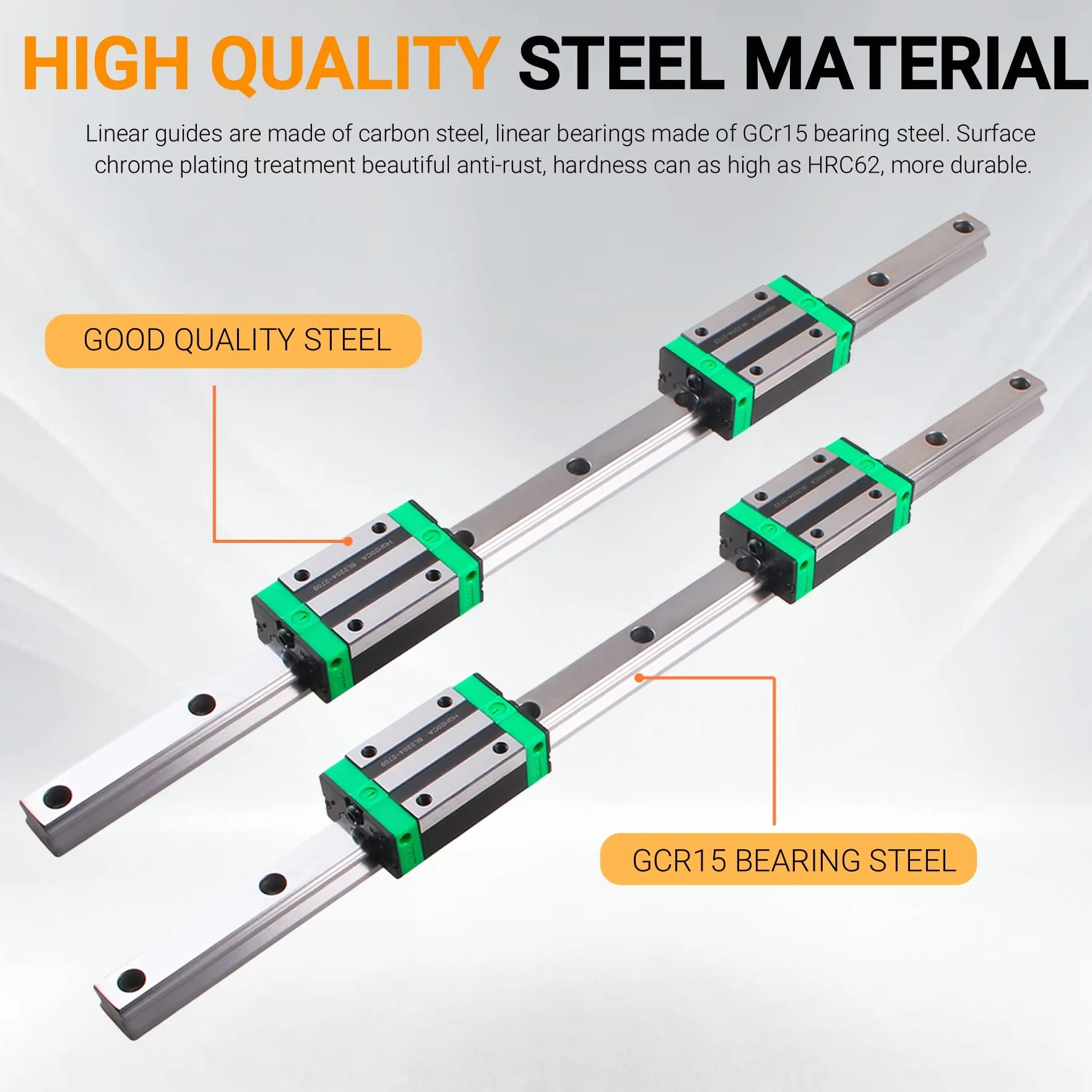 Set de 2 guías lineales HGR25 1200 mm con 4 bloques HGH25CA y cubierta C6 para impresora 3D CNC