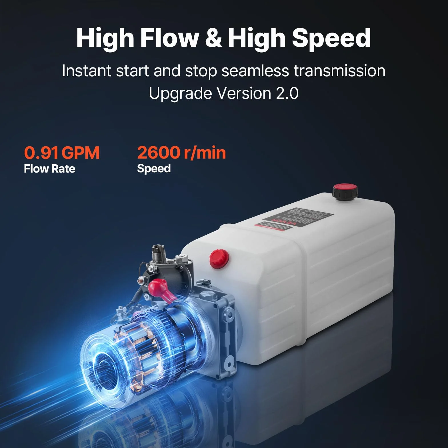 VEVOR Bomba Hidráulica de Simple Efecto 8 Cuartos 12 V CC, Bomba del Remolque Volquete Caudal de 3,4 L/min, Presión Máxima de Alivio de 22 MPa, para Elevación de Vehículos, Elevadores de Tijera