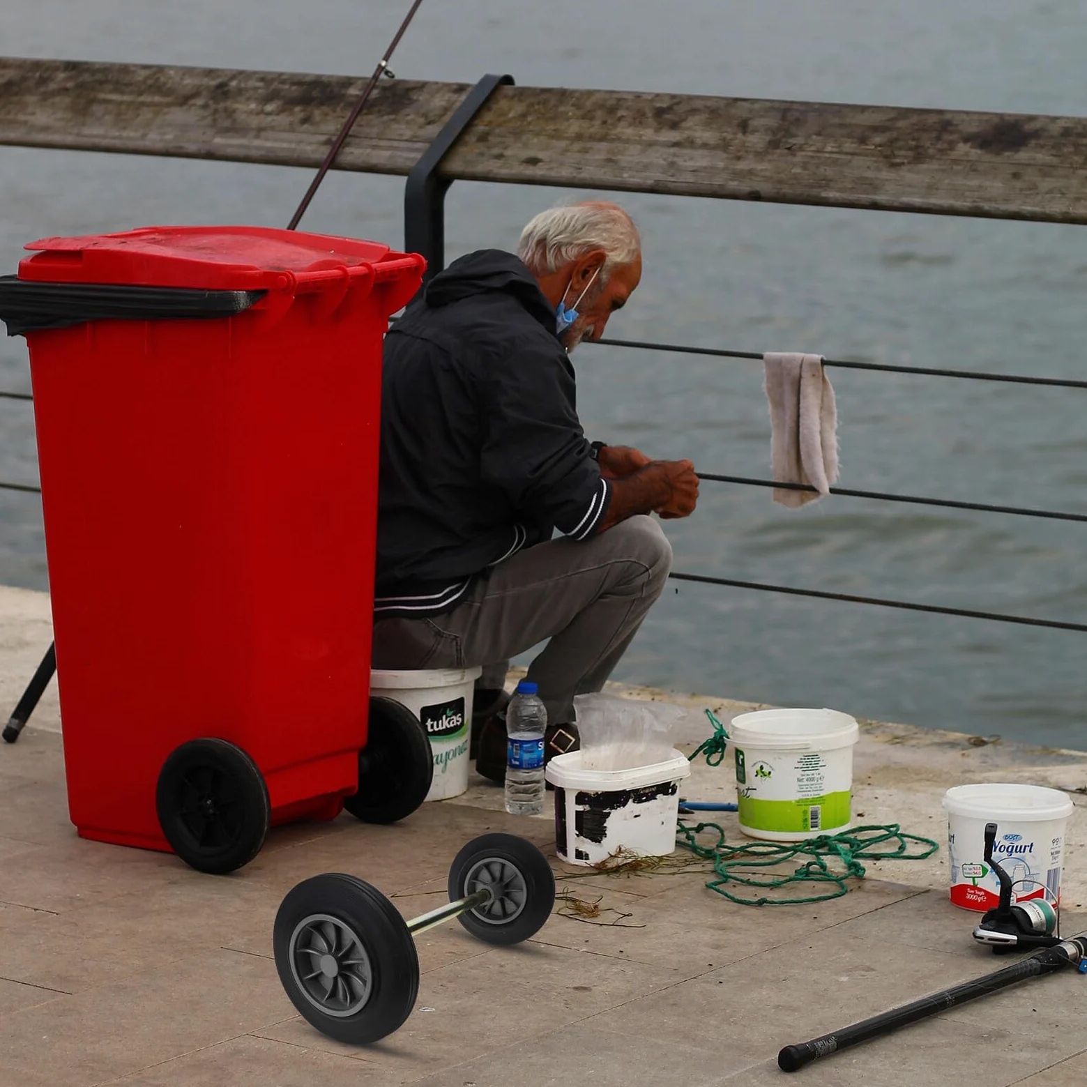ABOOFAN Rueda de Repuesto de Goma para Bote de Basura Galón Diseño Grueso y Eje Reforzado para Fácil Movimiento en Sistemas de Saneamiento