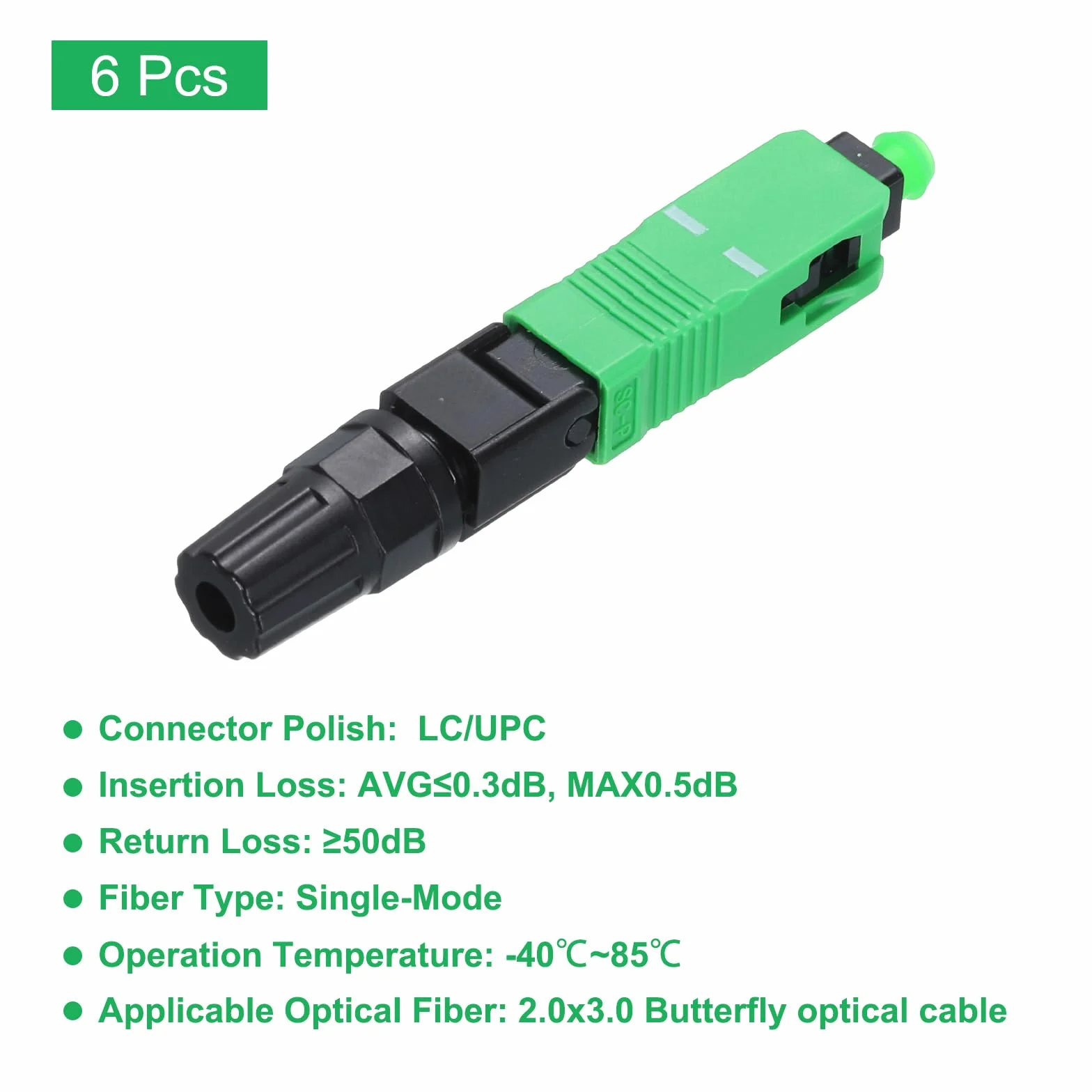 QUARKZMAN Conector Rápido Fibra Óptica SC/APC Adaptador Monomodo Empotrado para Red CATV Paquete 6