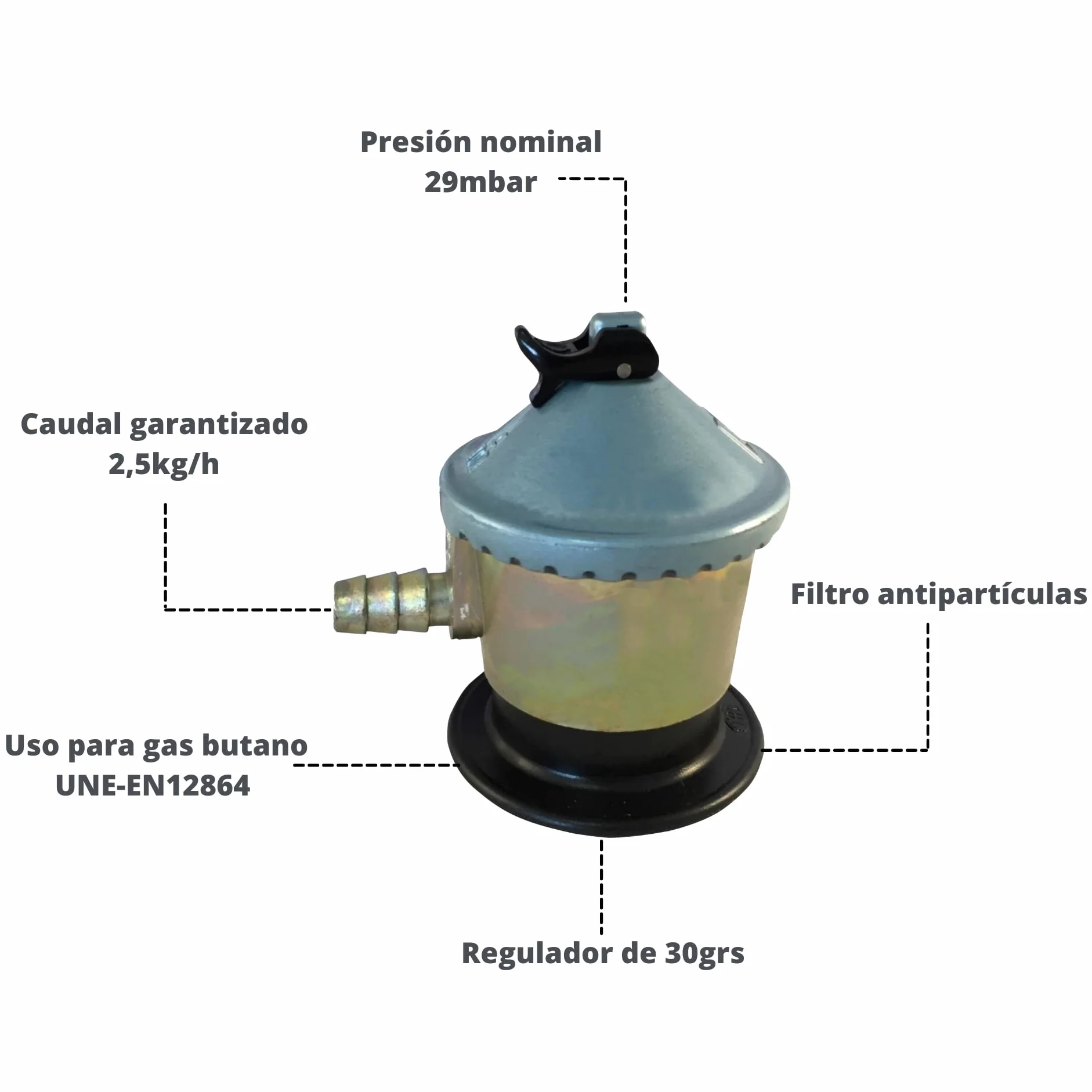 Homelux Kit Regulador Gas Domestico y Manguera con Abrazadera, 1.5 m