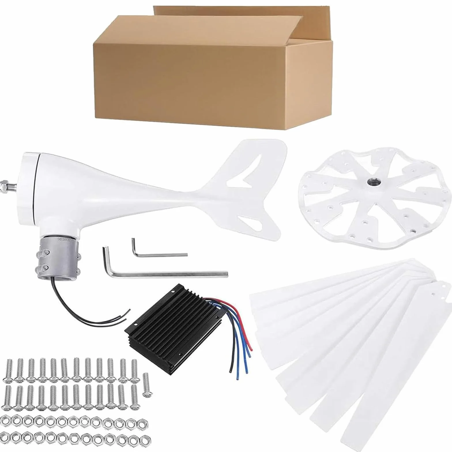 Generador de Turbina Eólica 12V 24V 48V 10000W Aerogenerador Horizontal 8 Cuchillas Velocidad Nominal 2 m/s, Kit Resistente y Durable con Controlador de Carga MPPT para Hogar, Chalets,48v