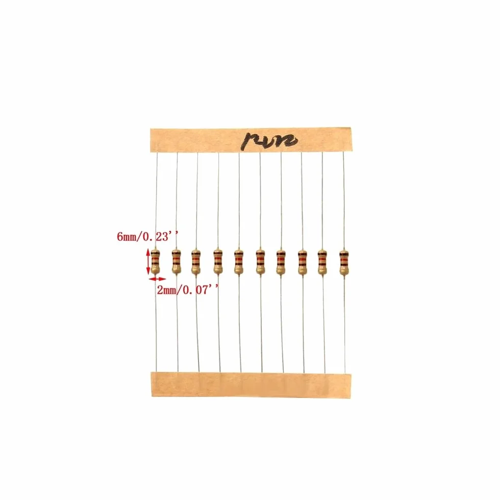 DollaTek 560PCS Resistores de película de carbón 1/4W 1% Kit 56 valores 1 Ohm ~ 10M ohmios