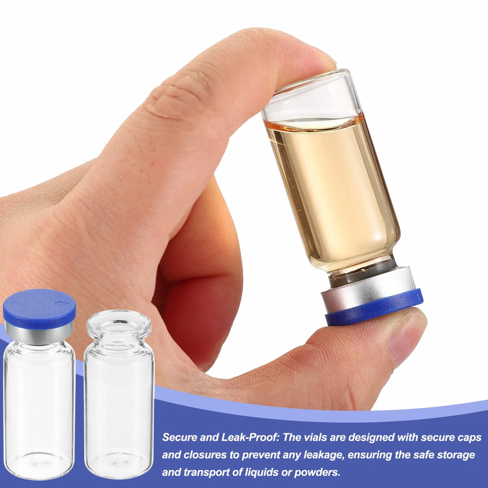 PATIKIL 10 ml Viales de Muestra, 100 Frascos de Laboratorio Vacíos con Tapón de Goma Butílica, Vidrio Borosilicato