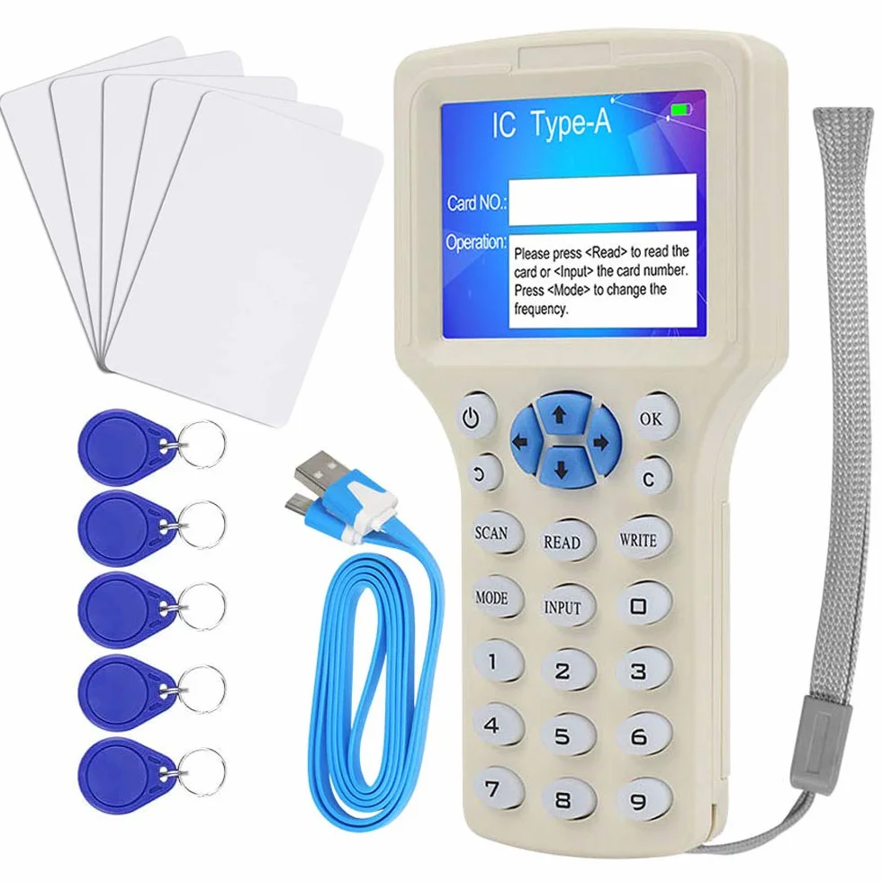 CIFY Copiadora Programadora de Tarjetas HID ID IC, Lector NFC, 10 Frecuencias 125 KHz 13,56 MHz RFID Access Writer Reader Duplicador, USB, 10 Tarjetas T5577 UID