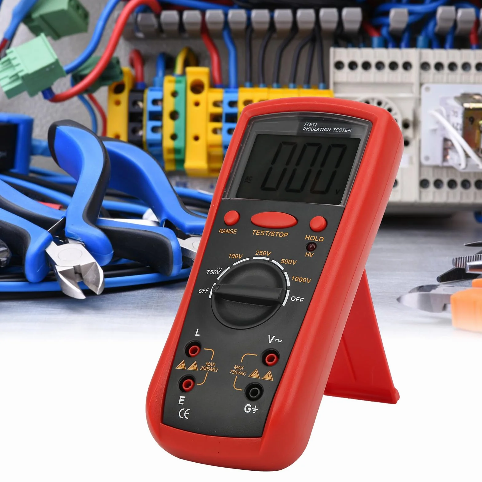 Tester de Resistencia de Aislamiento IT811, Medidor con Medidores de Pantalla LCD MEGOHM Herramientas Eléctricas Mediendo el Dispositivo de Medición