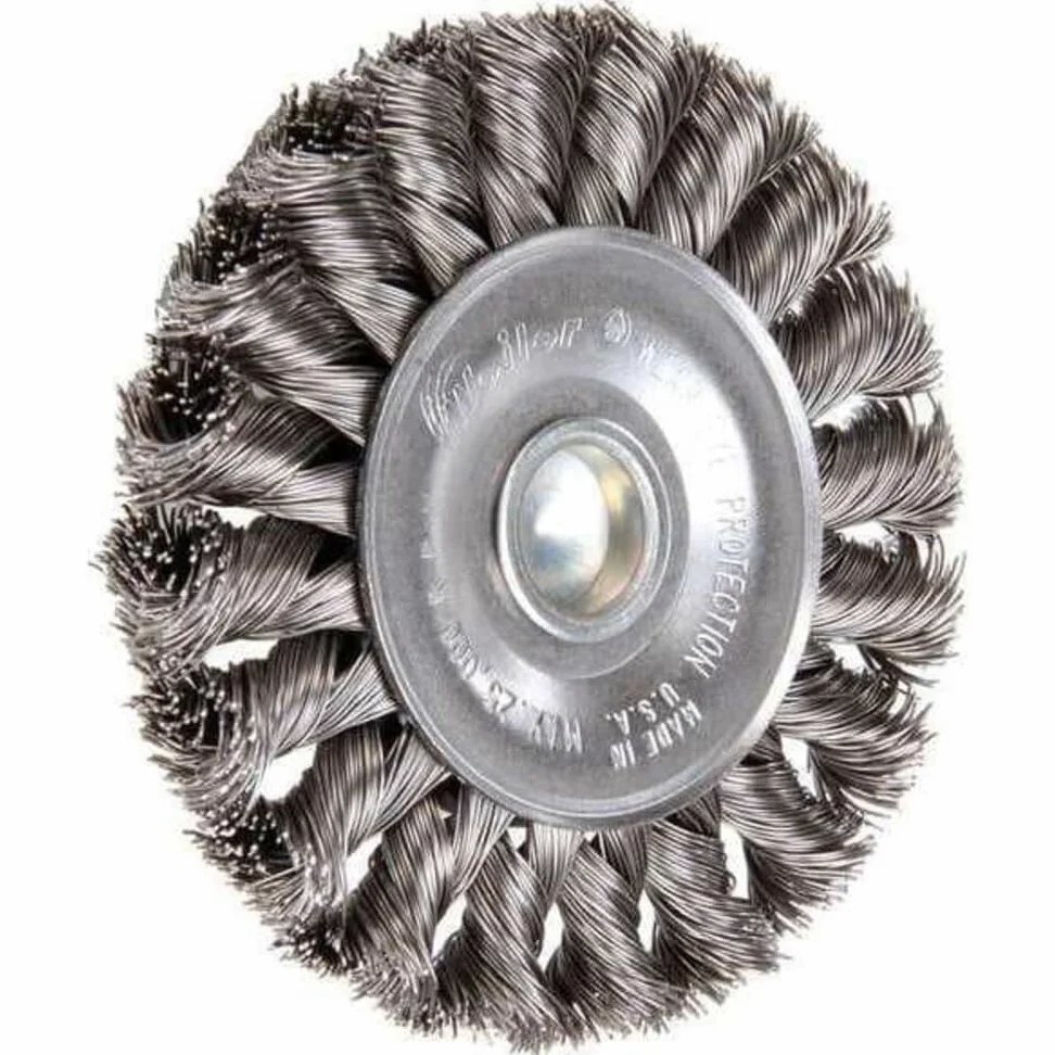 Weiler 17681 3-1/4" Stem-Mounted Knot Wire Wheel, .014" Steel Fill, 1/4" Stem, Made in the USA