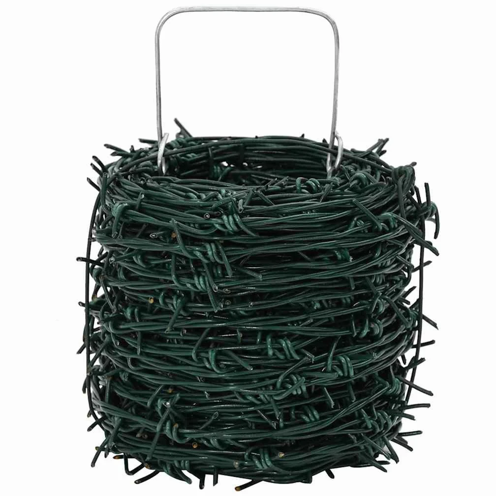 Alambre de púas (100 m, acero galvanizado en caliente), color verde