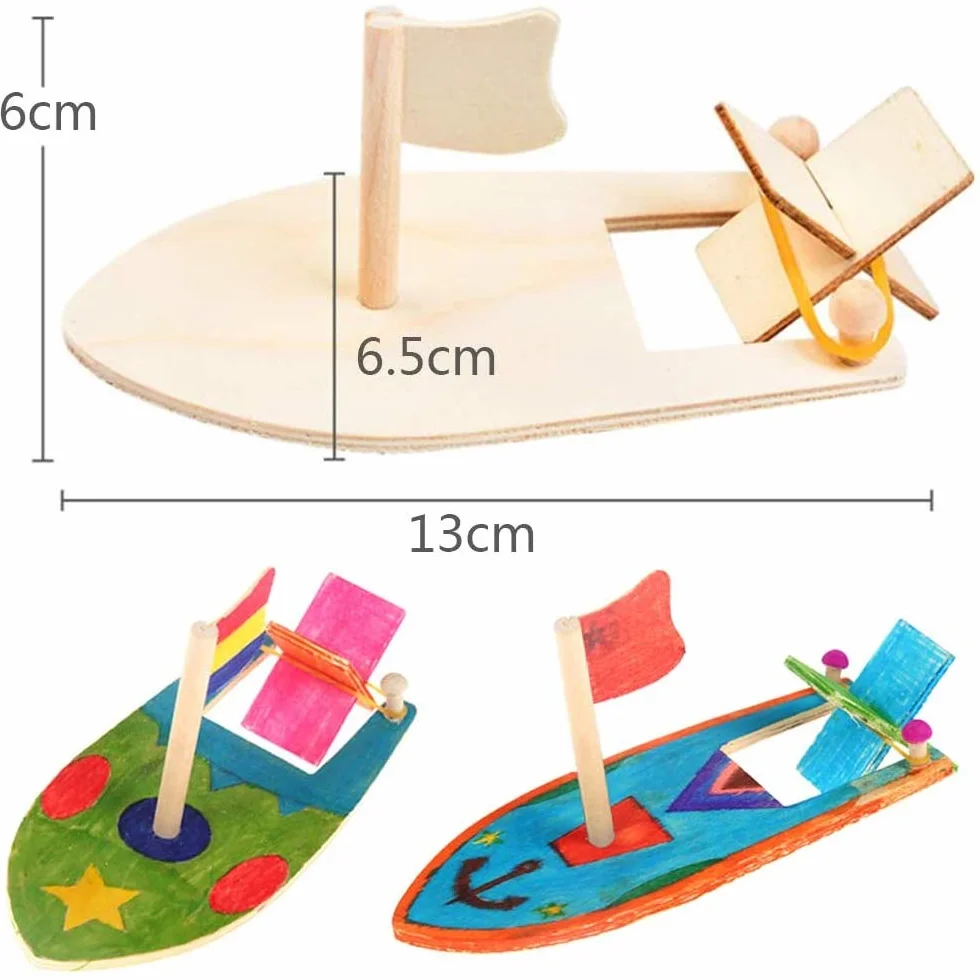 Velero de Madera para Niños 8 piezas Mini Veleros Modelos Bricolaje Acuático