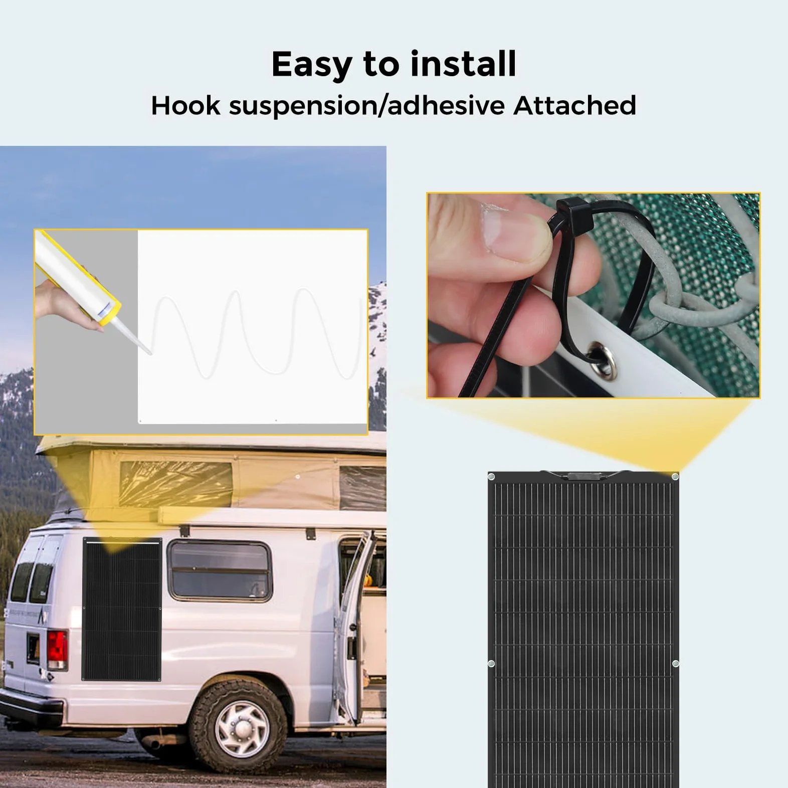 XINPUGUANG Panel solar flexible 12 V 100 W paneles solares flexibles para 12 V Batería, EV, Autocaravana, Marina, Barco, Caravana, Casa