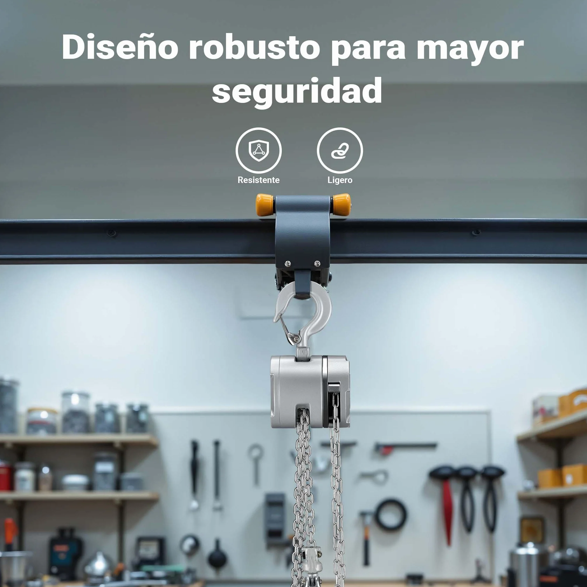 Wiltec Polipasto de cadena 250 kg G100 carcasa de aluminio 3 m de elevación cabrestante manual sistema de freno y engranaje reductor para mayor seguridad y facilidad de uso