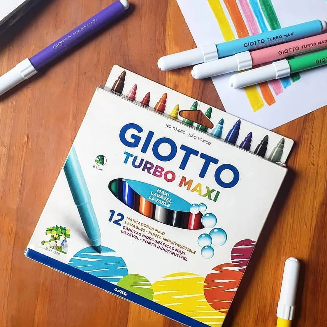Rotuladores Súper Lavables GIOTTO Turbo Maxi Punta 5mm Colores Surtidos 12 unidades