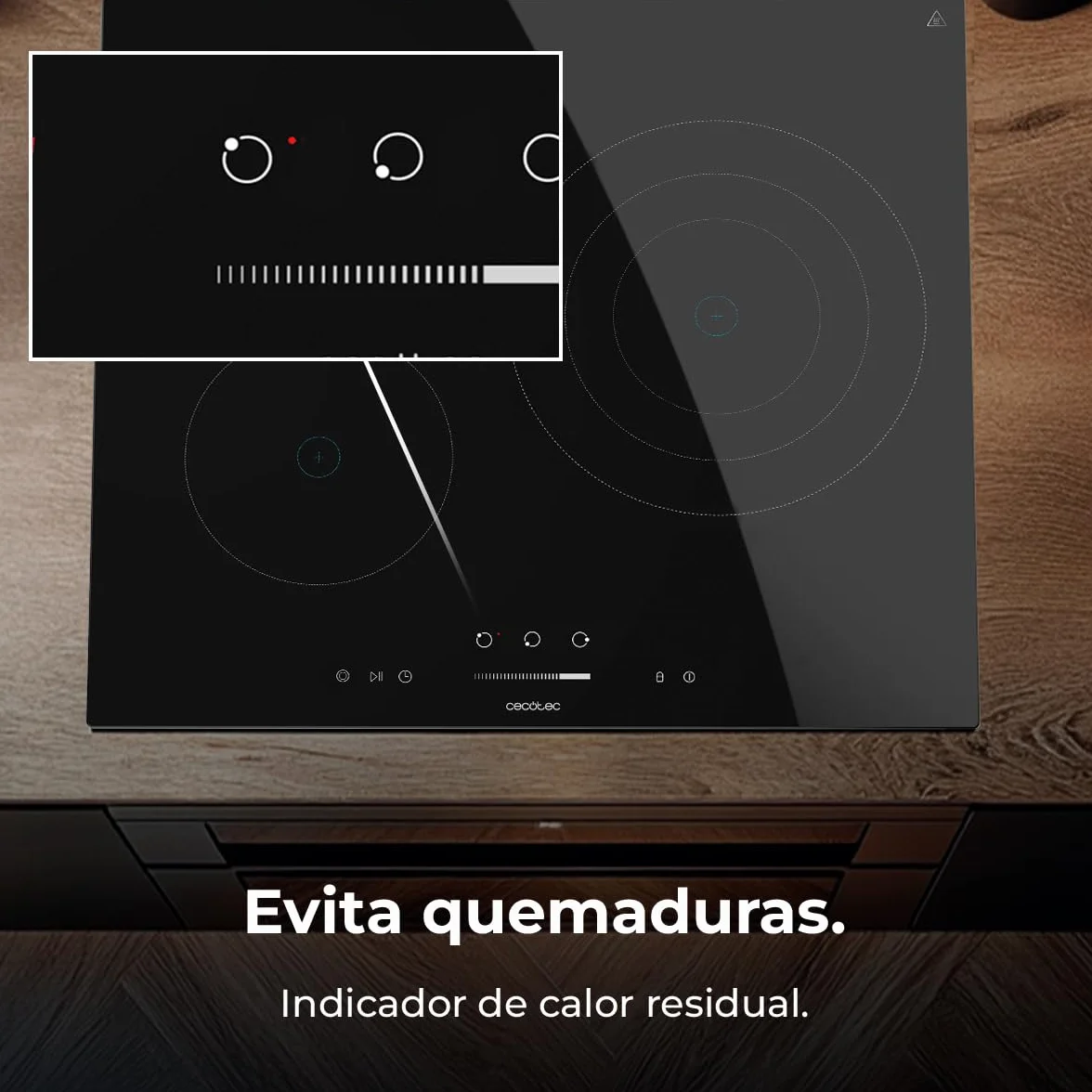 Cecotec Bolero Squad V 3100 Placa Vitrocerámica 3 Zonas 5700W Control Táctil 9 Niveles Triple Anillo