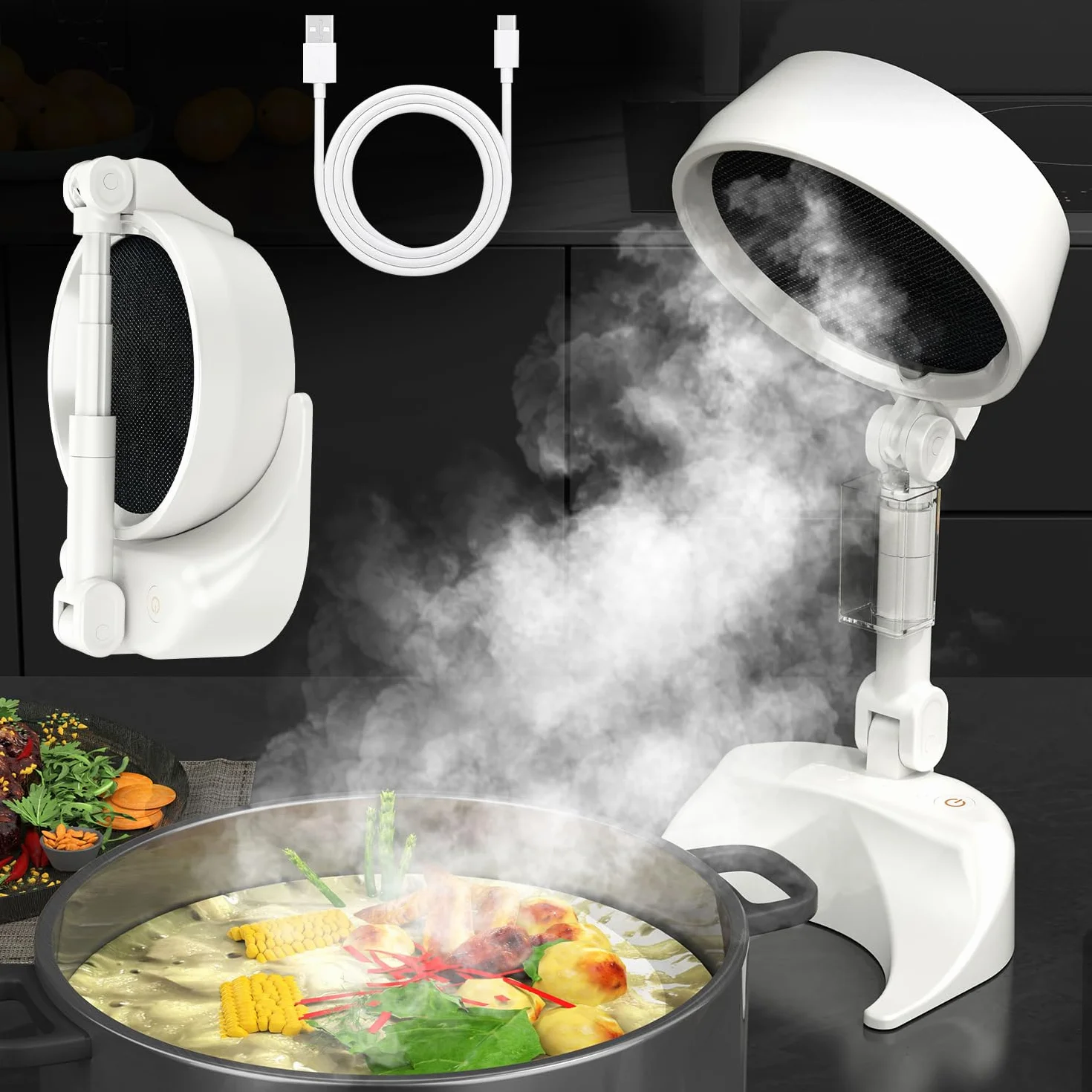 Mostop Extractor de aire portátil 3 velocidades plegable para cocinar interiores BBQ Hot Pot RV bajo ruido