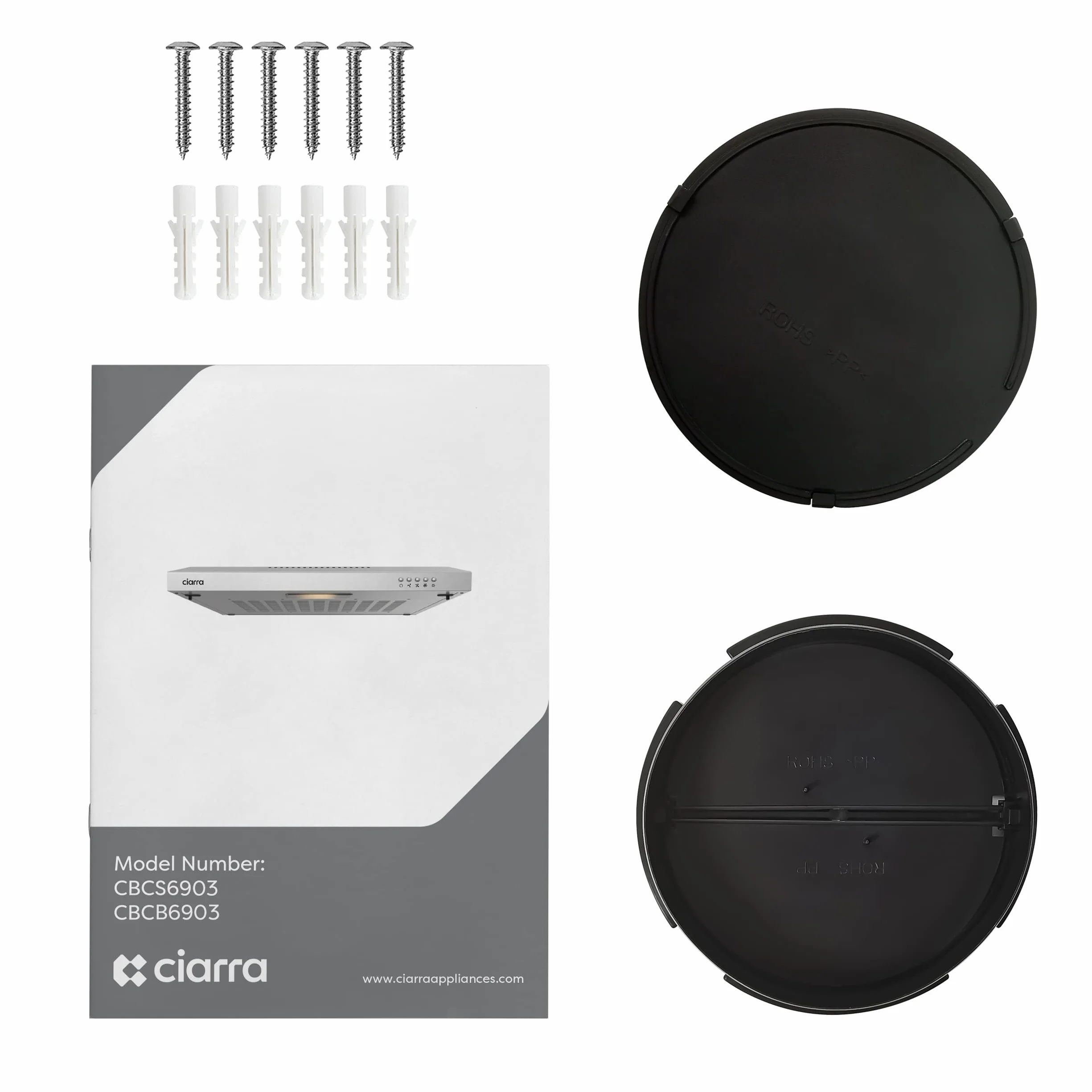 CIARRA CBCS6903 Campana Extractora 60cm 220m³/h 75W 3 Velocidades Filtro Carbón