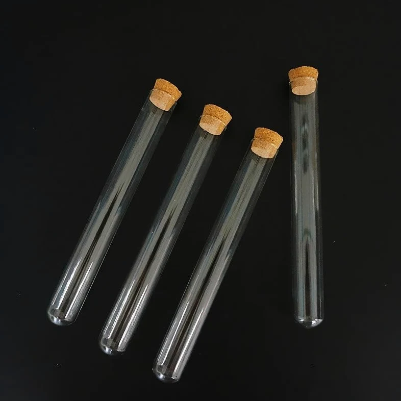 12 tubos de ensayo de vidrio transparente en forma de U con tapón de corcho, 75/100/150/180 mm for laboratorios y escuelas(12x100mm)