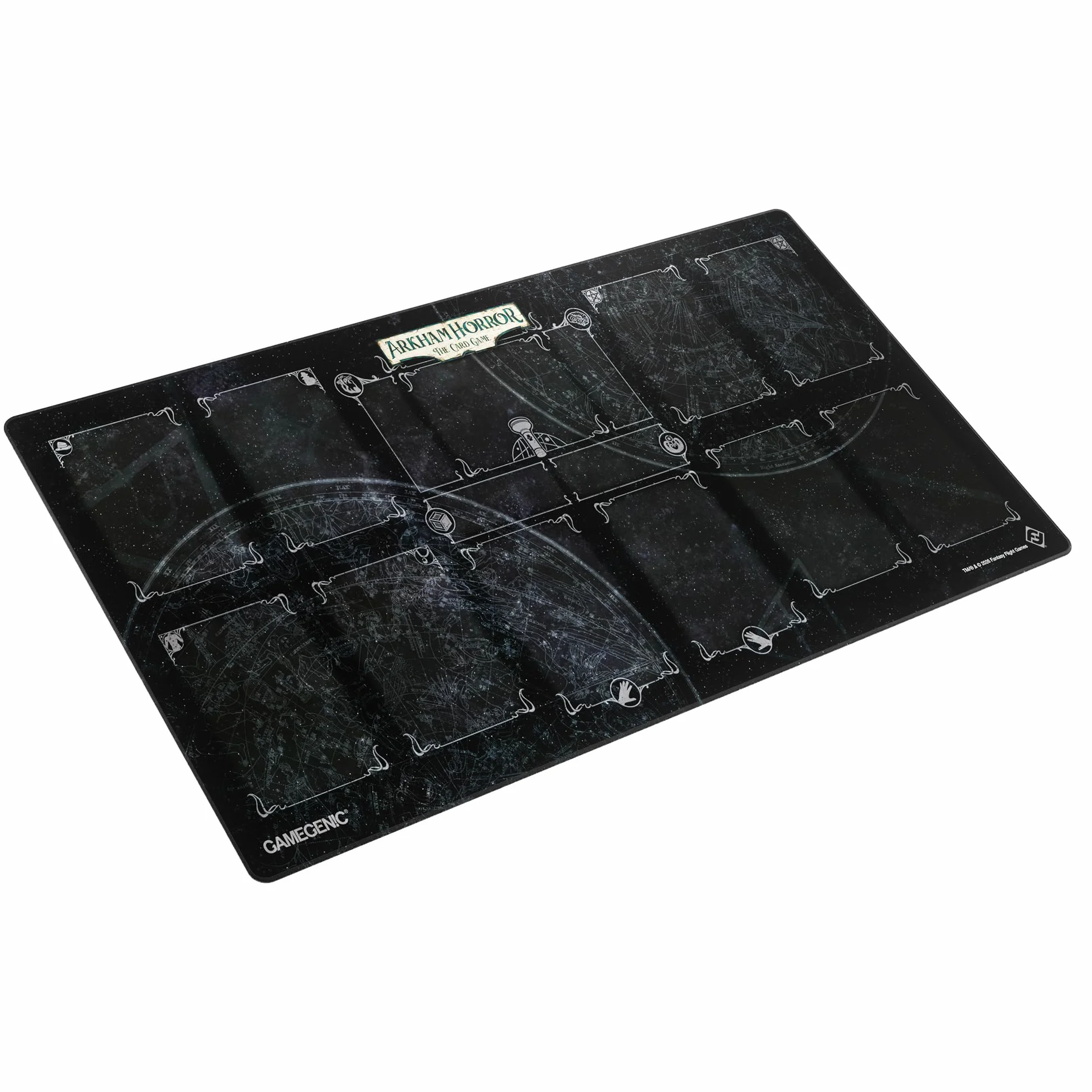 Gamegenic Arkham Horror Investigator Game Mat, Tapete Individual para Investigador, Zonas Delimitadas, Bordes Cosidos, Base Antideslizante