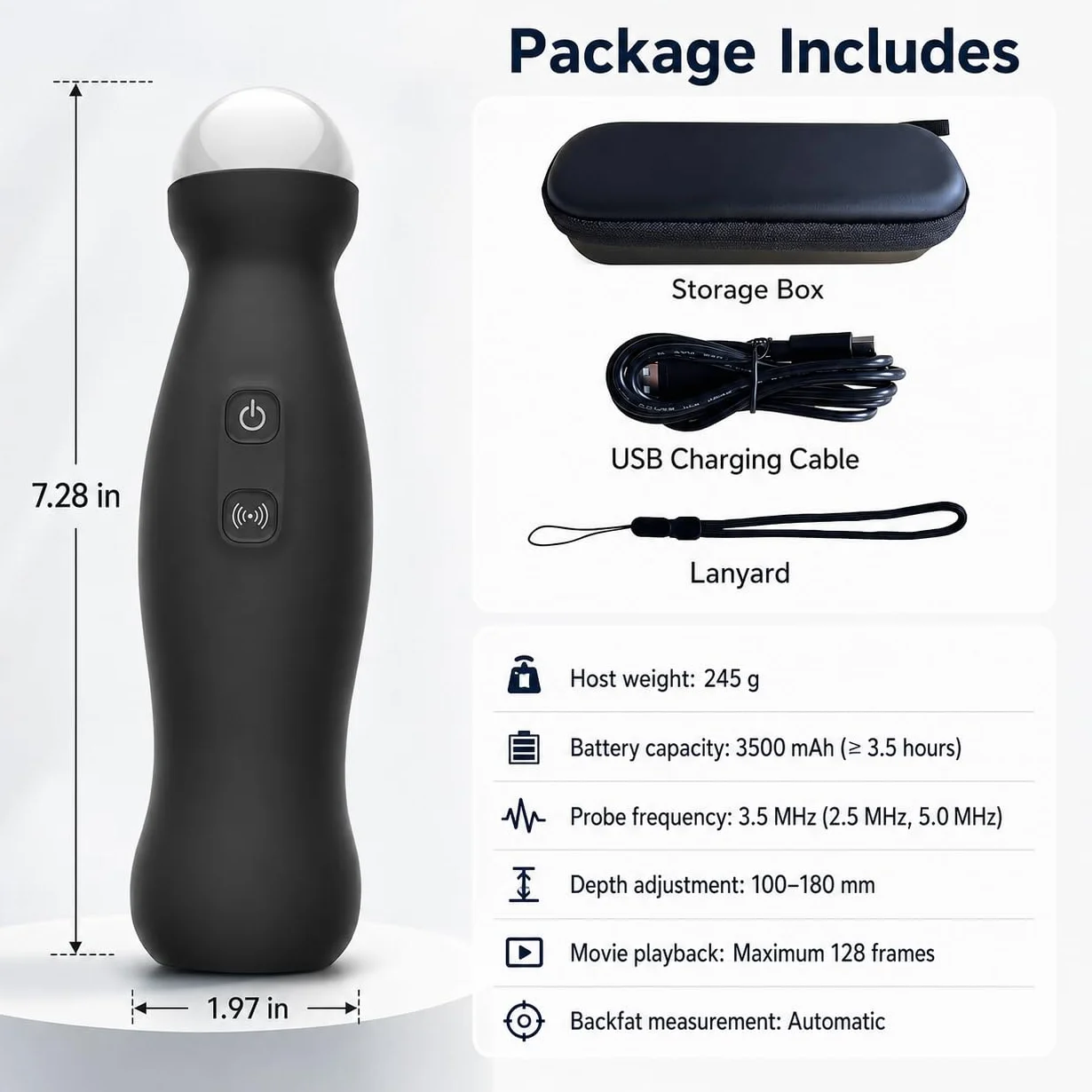Escáner de ultrasonido veterinario inalámbrico, dispositivo de mano compatible con Android con sonda de 3,5 MHz para detección de embarazo en perros, ovejas y cerdos