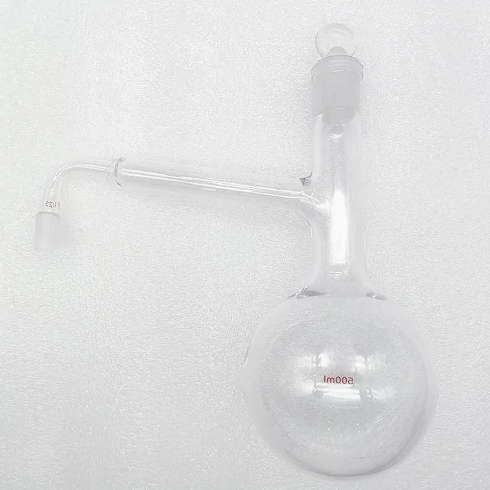 fondo redondo del frasco destilado de vidrio de si Matraz de destilación de vidrio de borosilicato de 500 ml, fondo redondo plano, 24 x (14-24) mm(Round bottom 24x19)