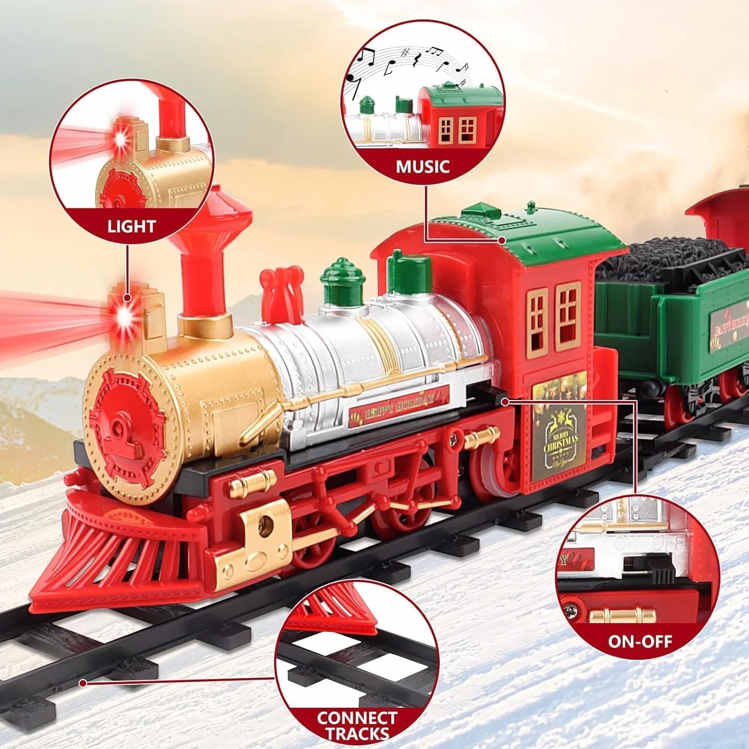 Tren Juguete Eléctrico Navidad DIY con Luces y Sonidos para Niños