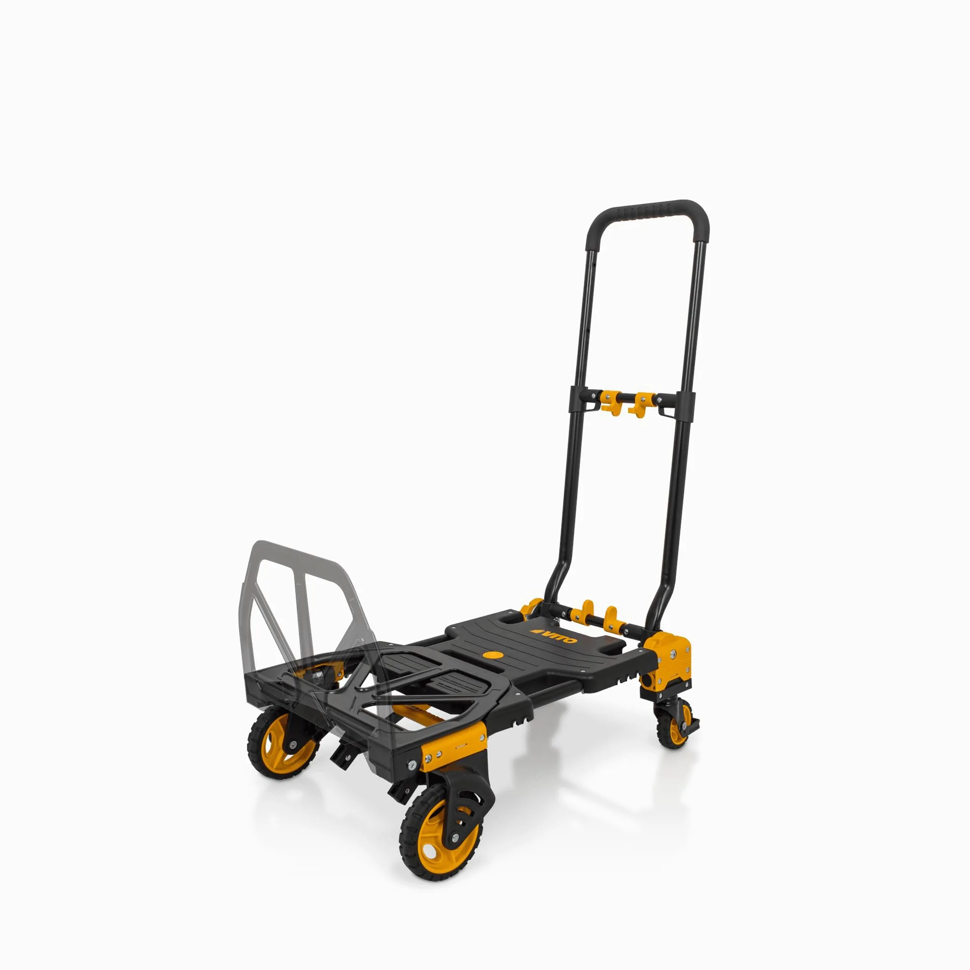 VITO VICTD2137 VICTD2137 - Carretilla de mano 2 en 1 resistente y plegable (70 kg de carretilla/plataforma de 137 kg) - Ruedas resistentes - Carro de mano de plástico y acero 7,2 kg (VICTD2137)