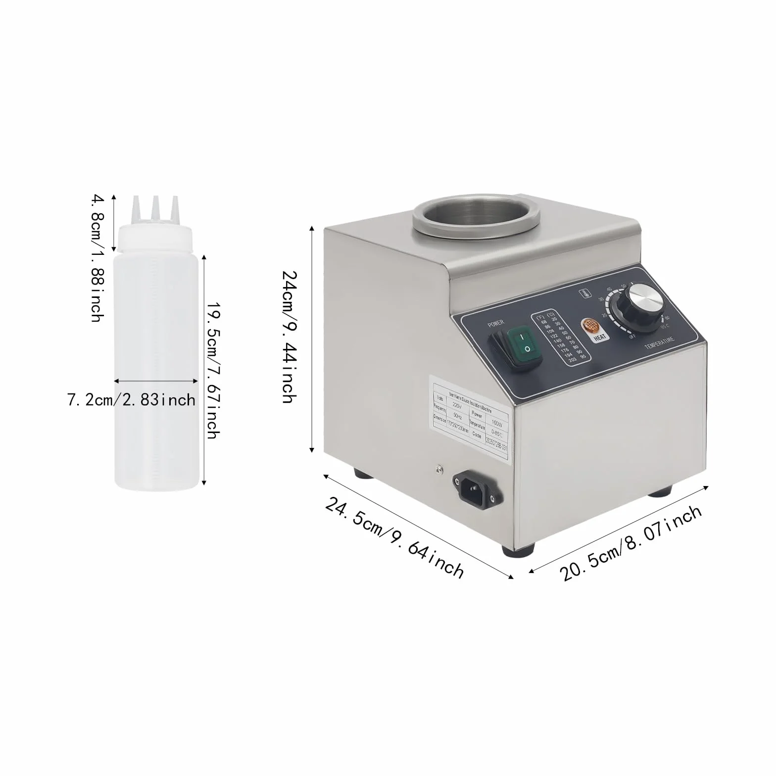 Profesional Calentador de Salsa Eléctrico 100 W Dispensador de Chocolate Baño María Mantenimiento de Temperatura