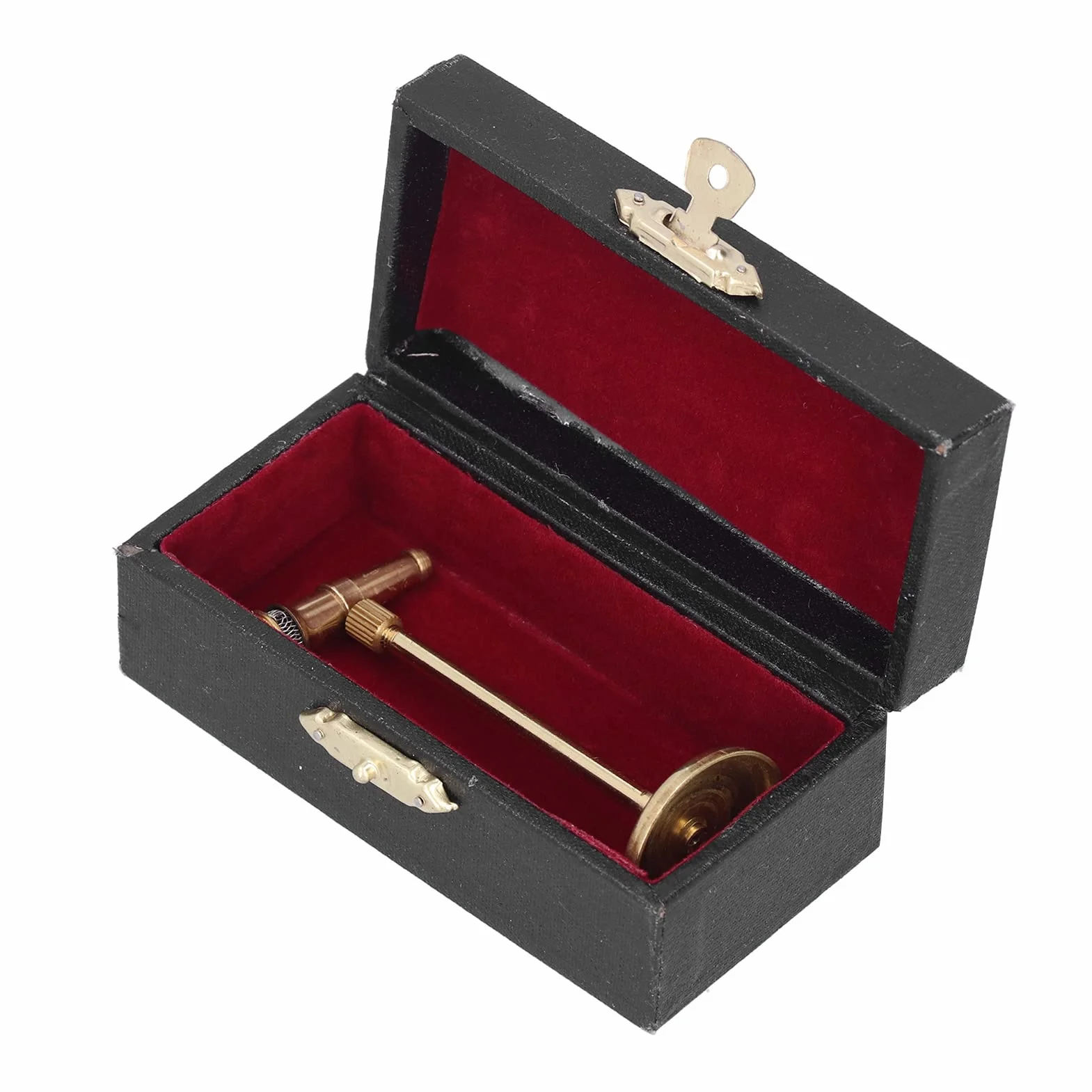 Micrófono en Miniatura de 8 cm, Mini Instrumento Musical, Soporte Dorado con Caja