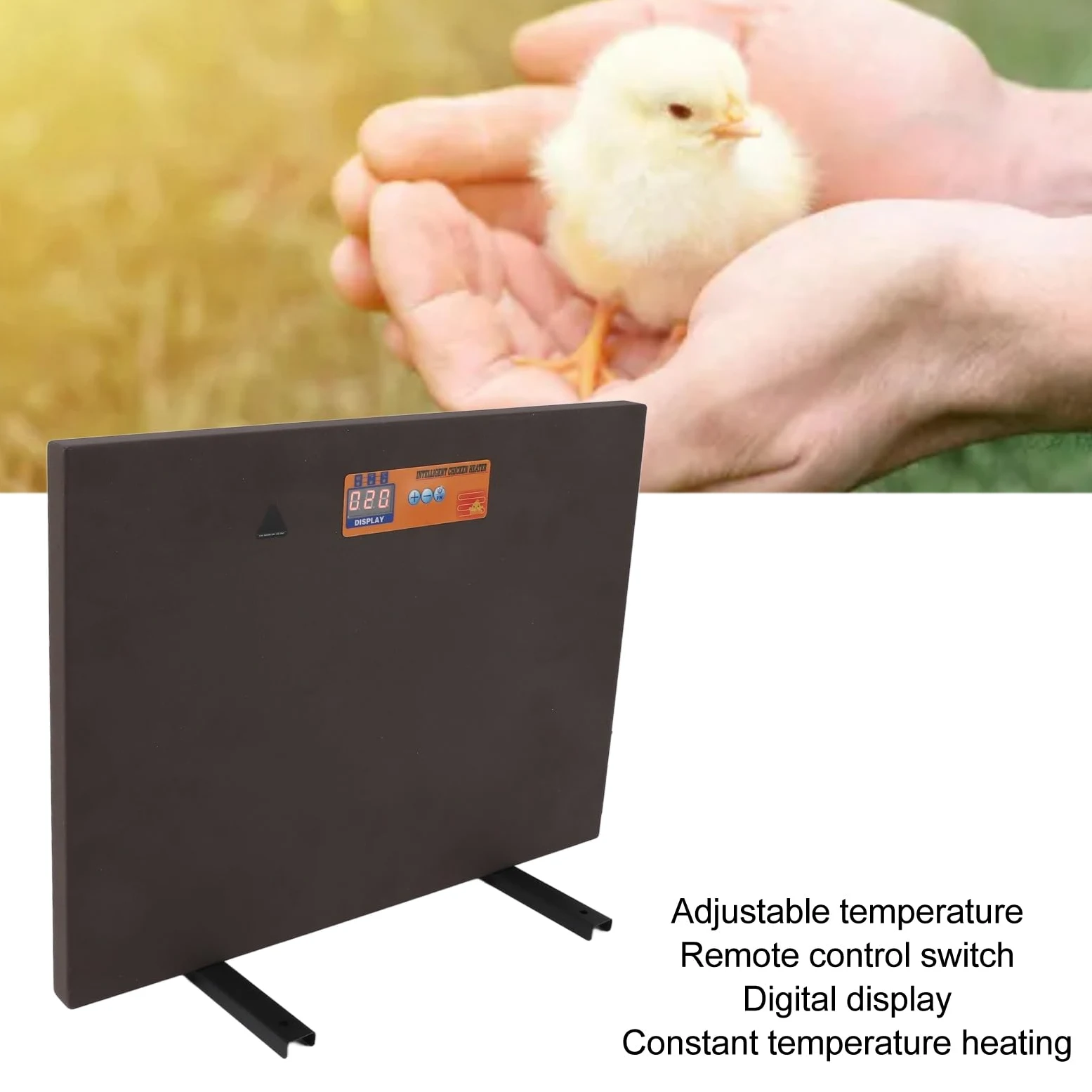Hztyyier Calentador de Gallinero de 150 W con Inclinación y Apagado, Paneles Calefactores para Gallinero con Temporizador, Control Remoto, Calentador Radiante para Pollos (Enchufe de la