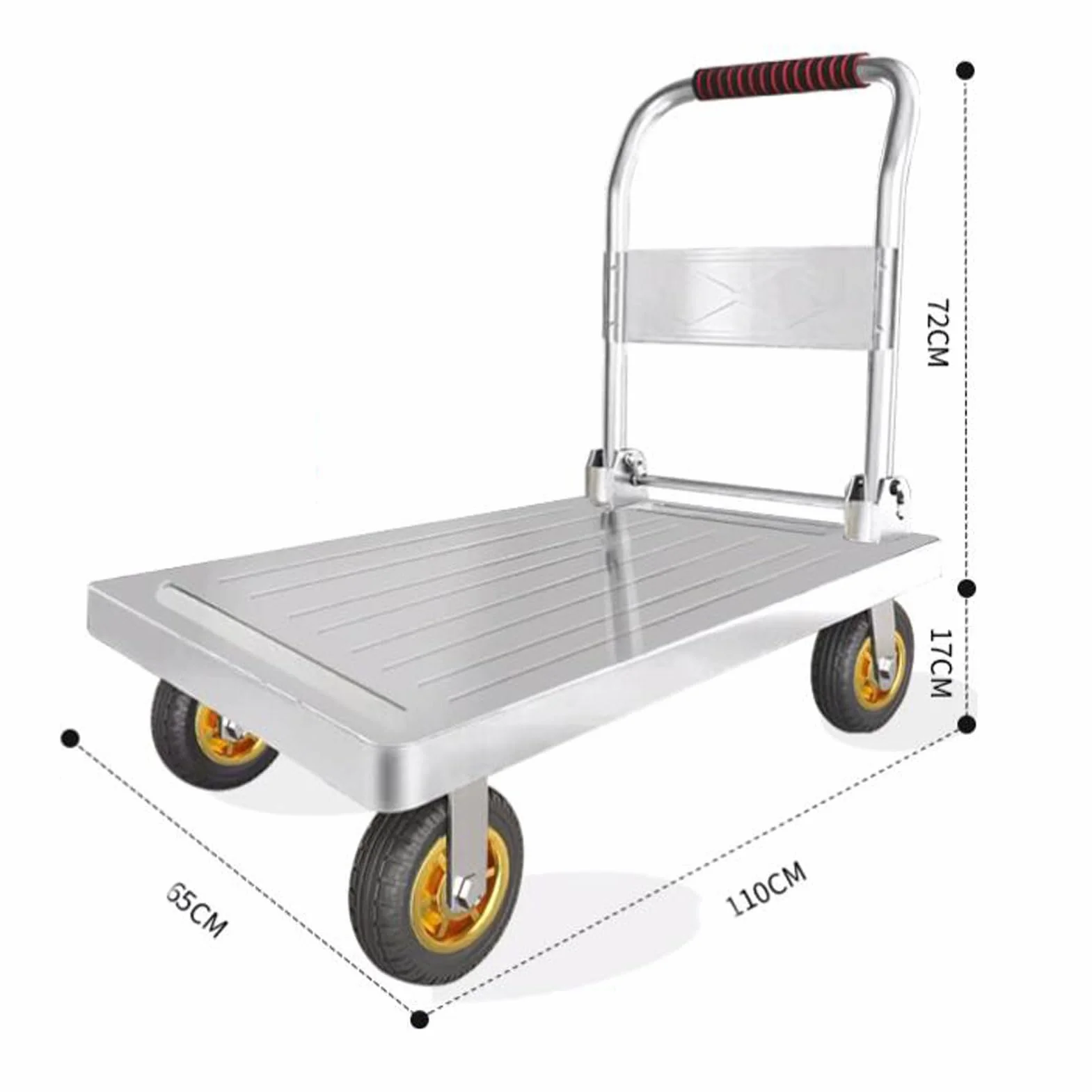 Carretilla de plataforma plegable, carro de empuje con ruedas giratorias de 360°, carretilla móvil de plataforma para garaje y almacén, capacidad de carga 750 kg