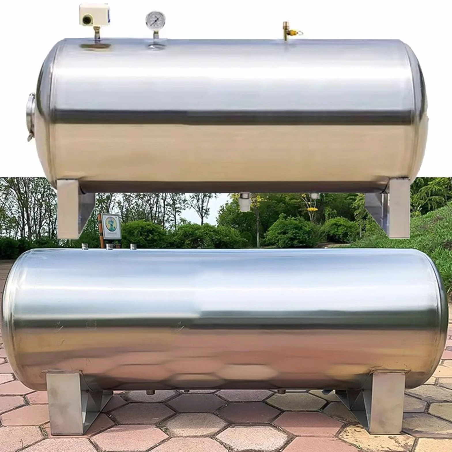 tanque de presión de pozo Tanque De Presión De Acero Inoxidable 26 42 53 66 79 Gal, Kit De Tanque Horizontal De Suministro De Agua Y Presurización, Contenedores De Almacenamiento De Agua A Presión Par