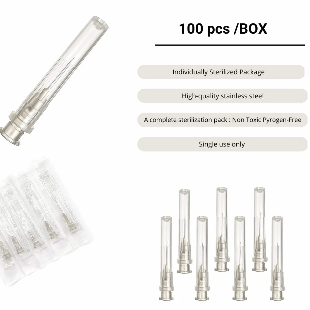 Tubos de recarga de acero inoxidable 27G x 1/2" (13mm) 100 unidades