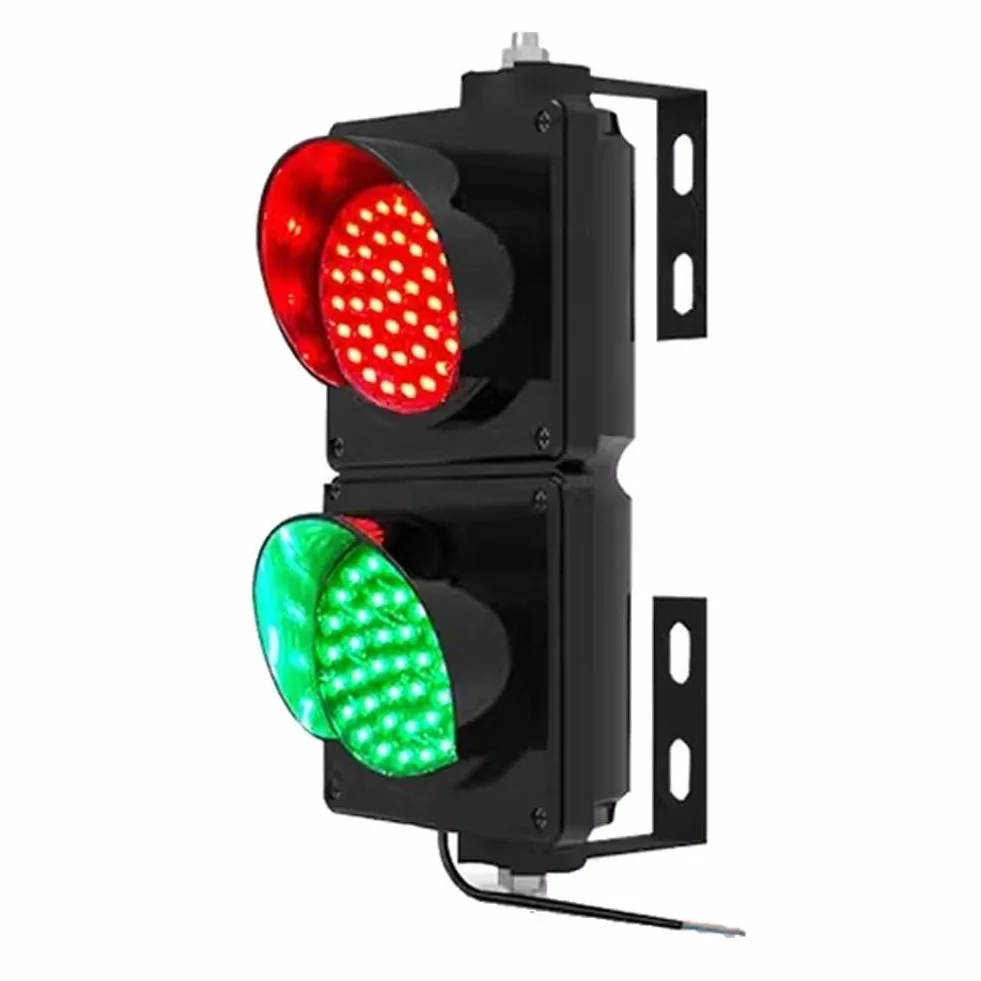 Semáforo LED con Control Remoto, Señal De Tráfico 2 En 1 Roja Y Verde, Carcasa De Policarbonato Negra, Impermeable IP65 For Exteriores, Apto For Carreteras Y Peajes.(24V)
