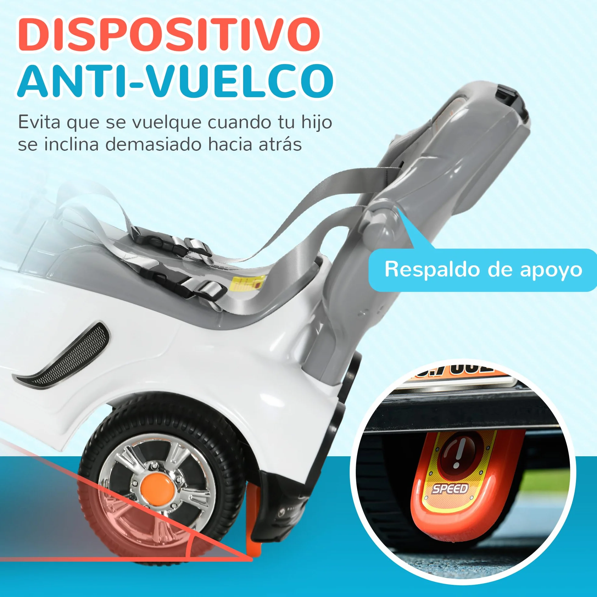AIYAPLAY Coche Correpasillos 3 en 1 para Niños 12-36 Meses, Blanco