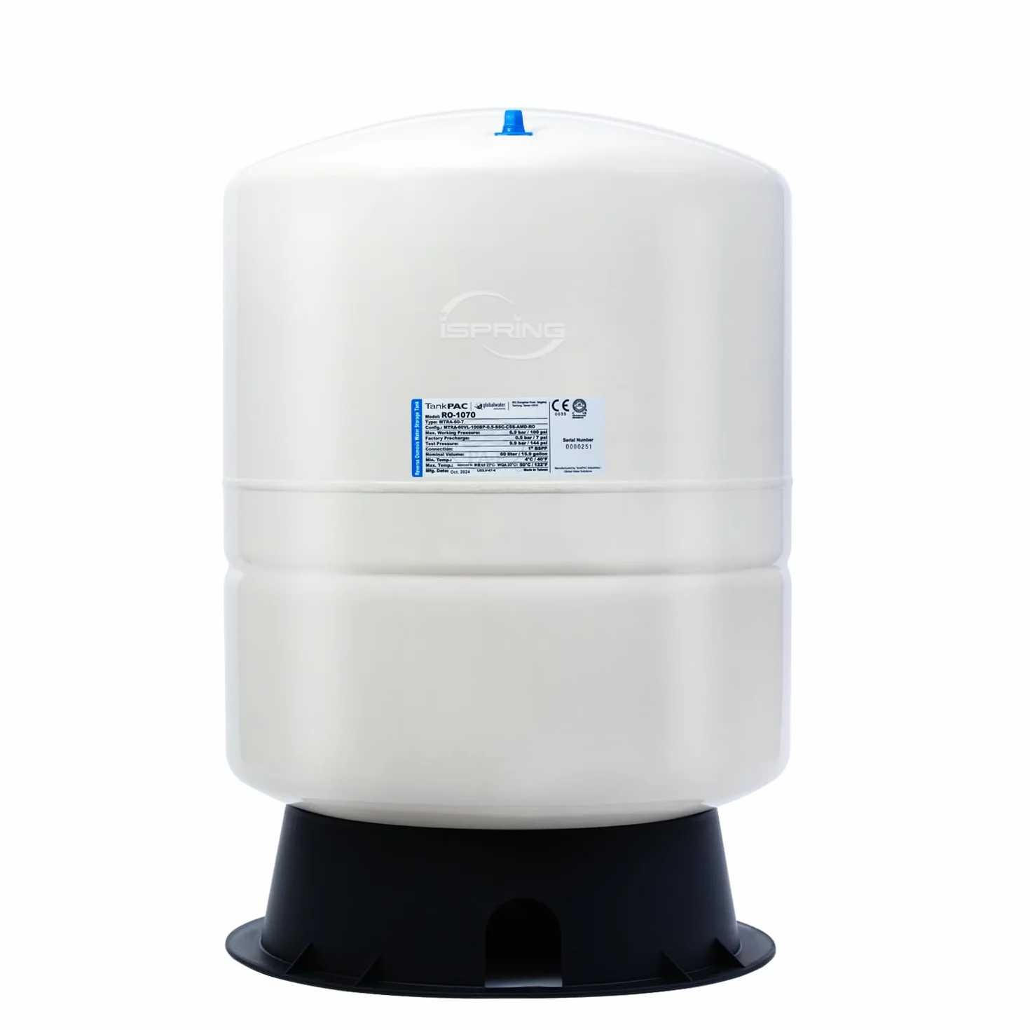 iSpring T11M Tanque de almacenamiento de agua de ósmosis inversa NSF RO de 11 galones, el color puede ser blanco o azul