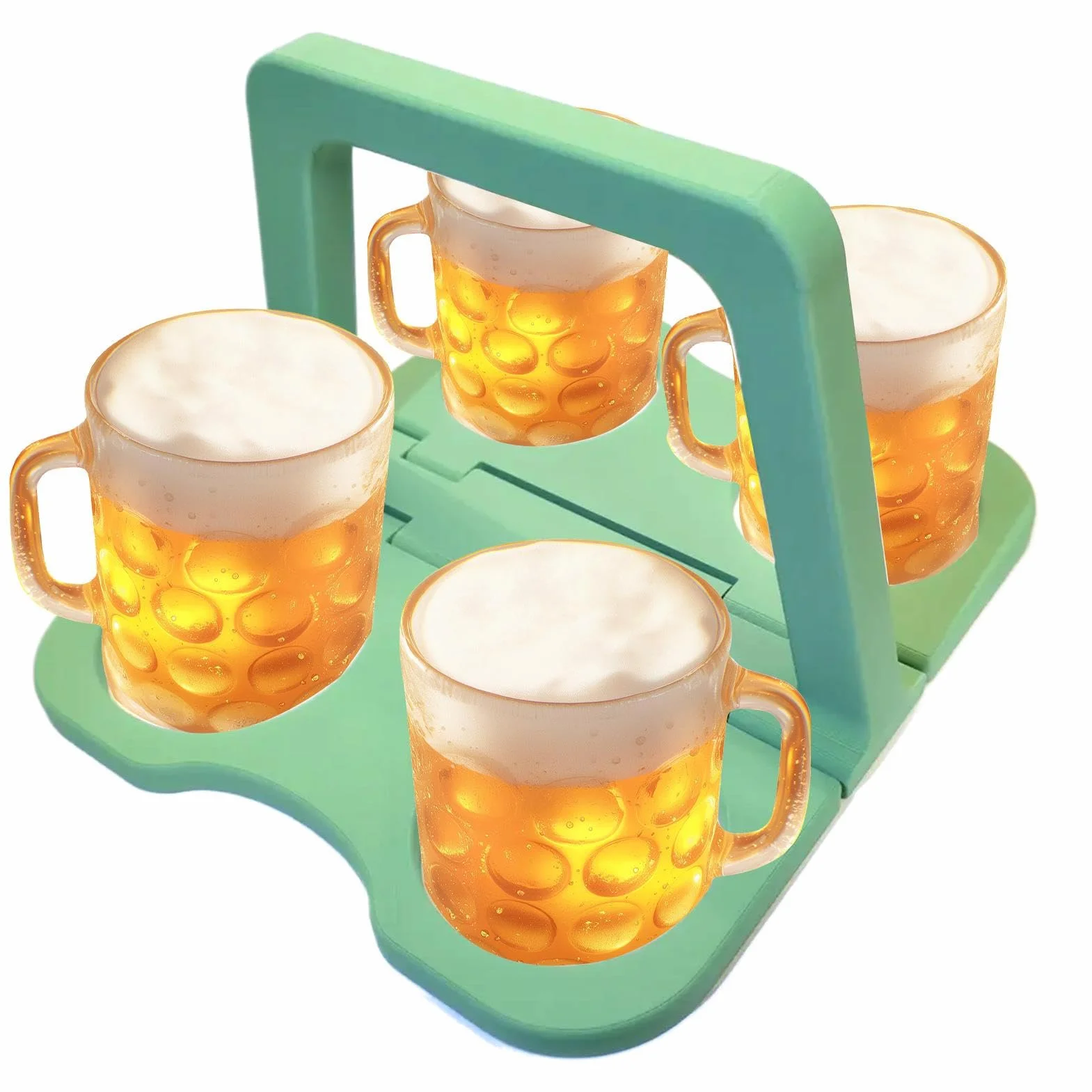 Porta bebidas portátil, soporte para 4 compartimentos para café y refrescos, cesta reutilizable para barbacoas y cenas familiares