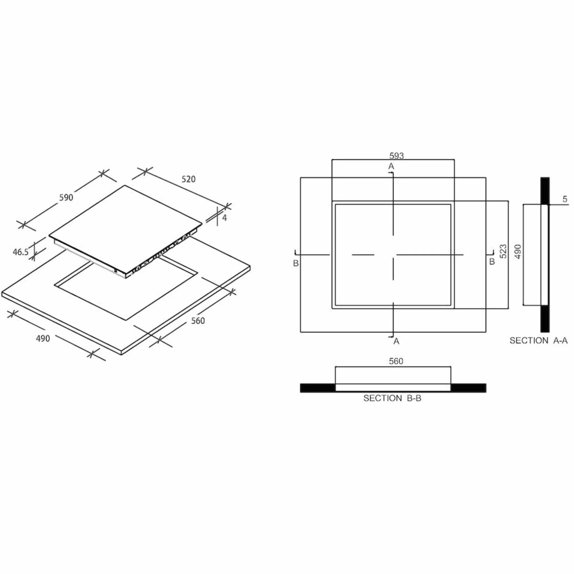Candy Idea CH64CCB 4U2 Placa Vitrocerámica 60cm 6,5KW 10 Niveles Potencia Negro
