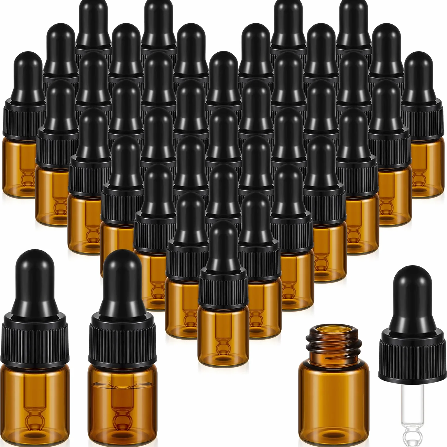 Didaey 200 mini botellas cuentagotas de vidrio, mini botellas cuentagotas, botellas de muestra, viales pequeños de muestra con tapa para viajes, aceites esenciales, perfume de muestra líquida
